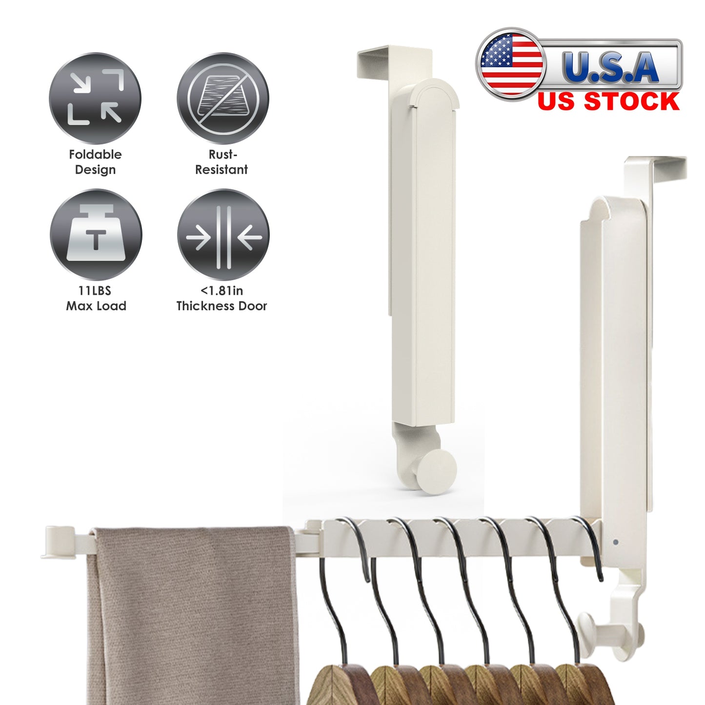 Over The Door Hanger Hooks - Foldable Drying Rack 2-Pack