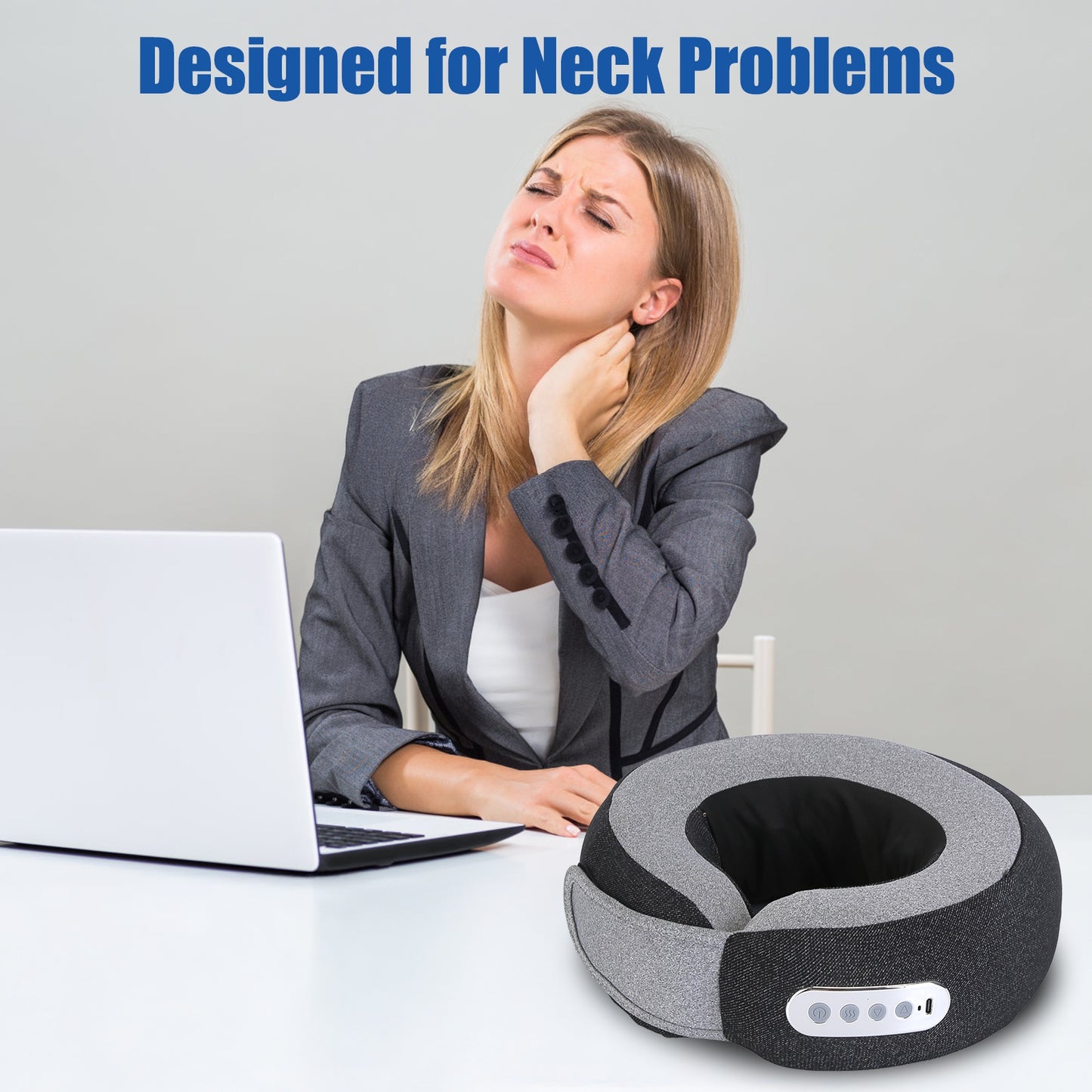 Neck Massager Pillow with Heat & Memory Foam Travel Support
