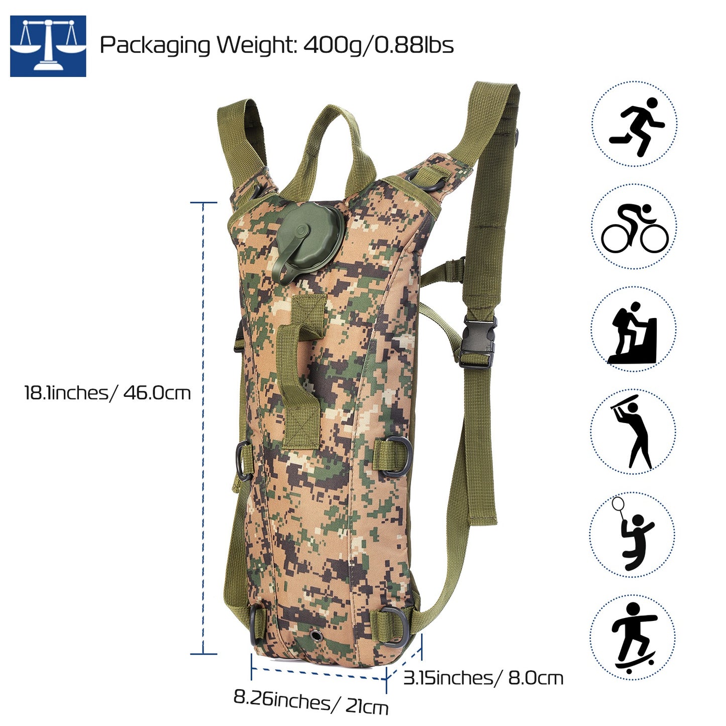 Tactical Hydration Pack with 3L Water Bladder