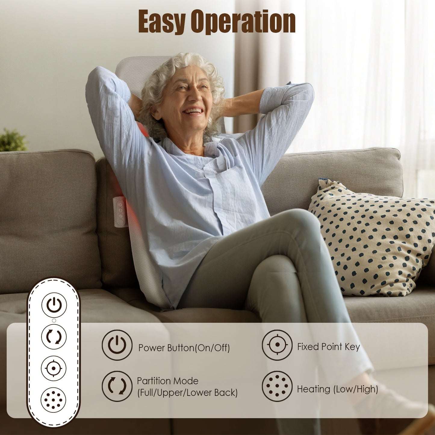 Shiatsu Back Massager with Heat and Kneading Nodes