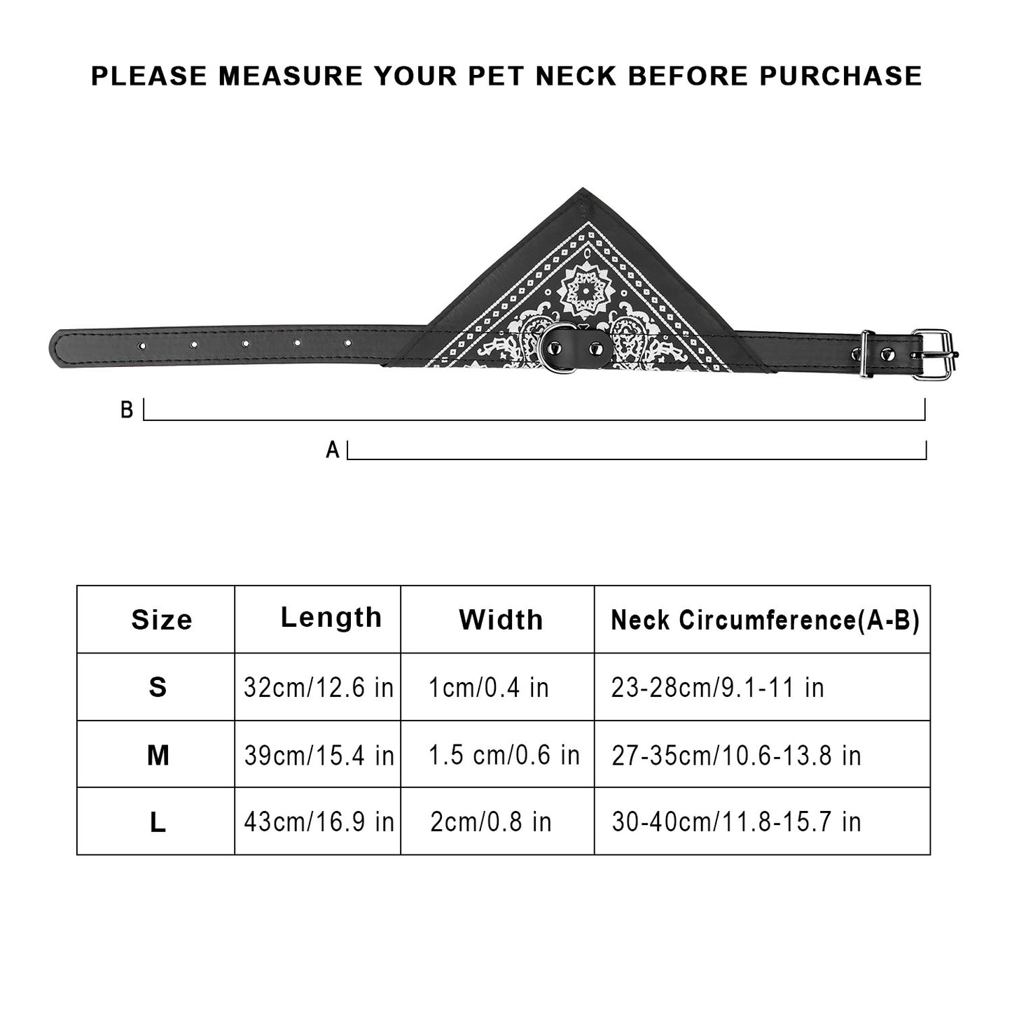 Dog Bandana Collar with Adjustable Leather Strap