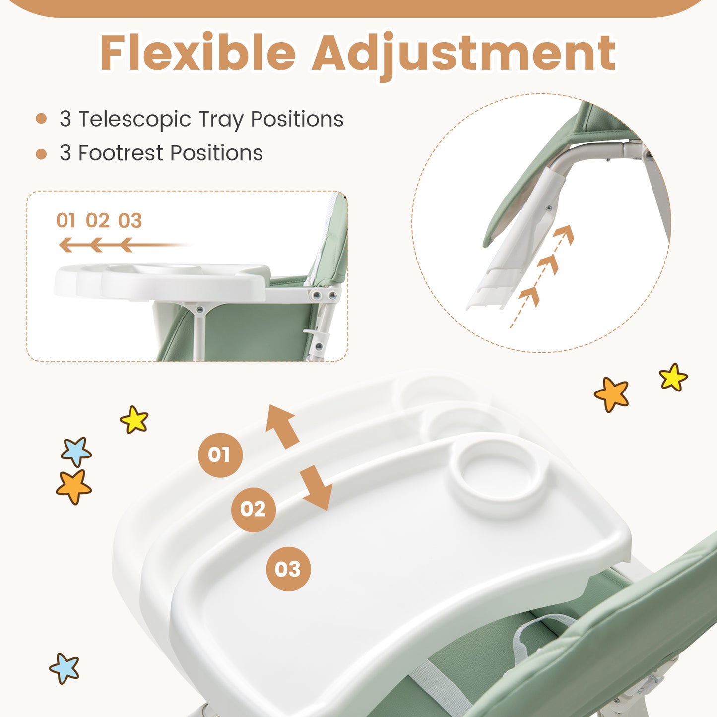 Compact Folding High Chair with Adjustable Tray