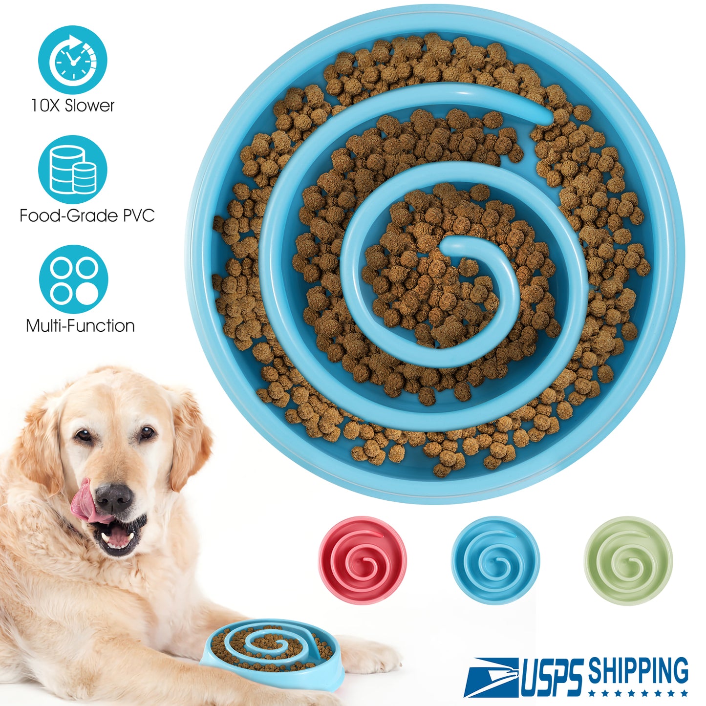 Slow Feeder Dog Bowl with Maze Design for Small & Medium Dogs