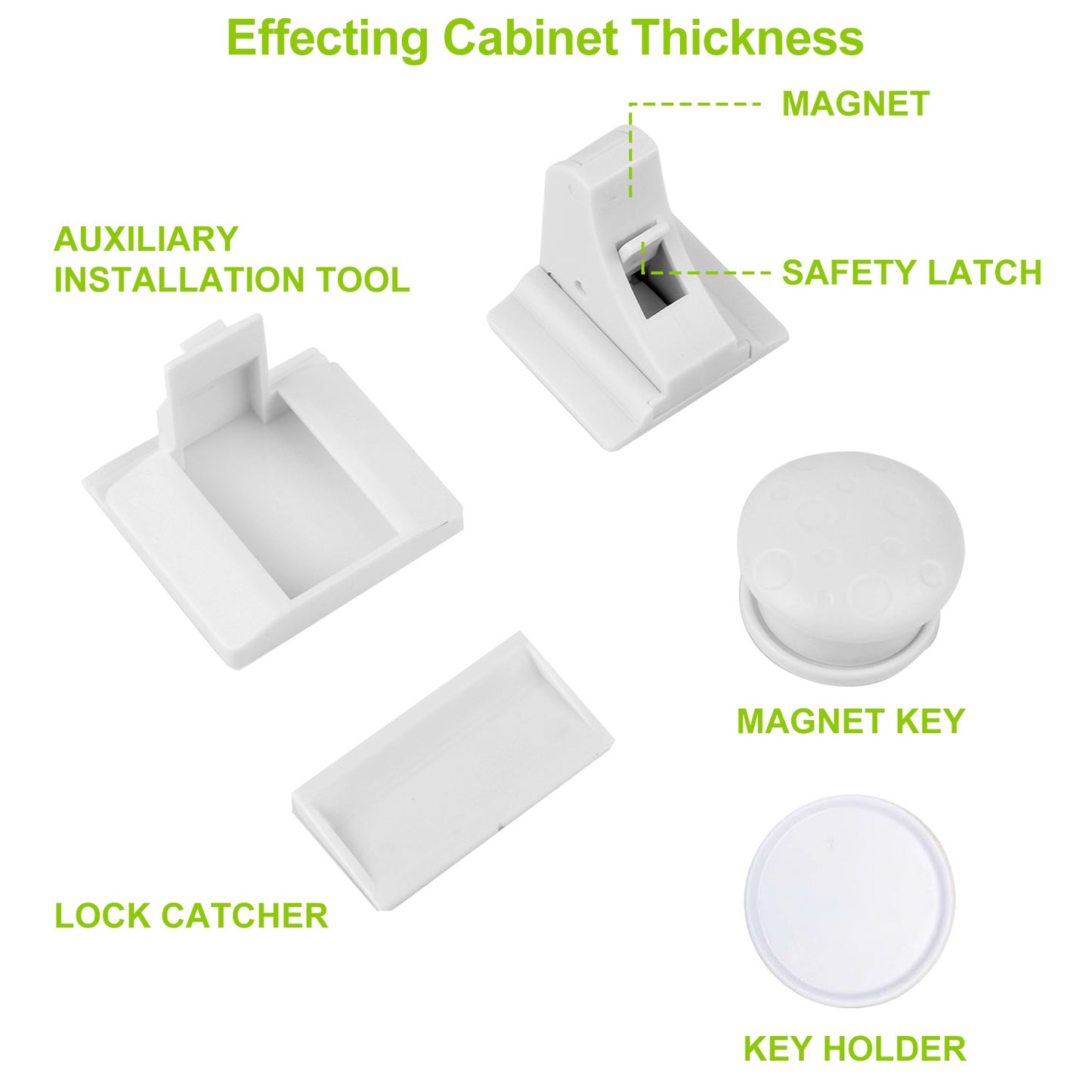 Magnetic Cabinet Locks 4-Pack with Adhesive Installation