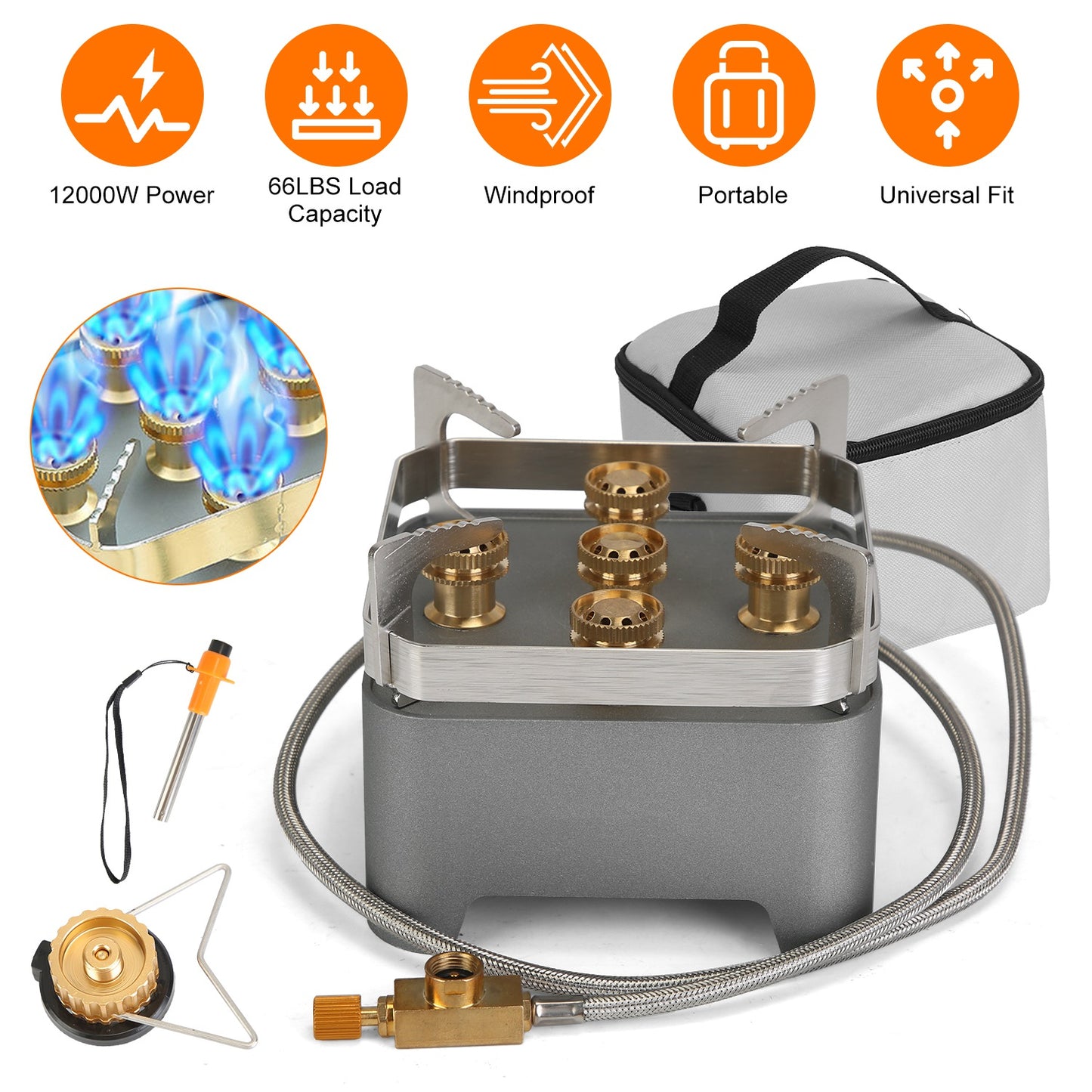 Portable Camping Stove 12000W with Windproof Design