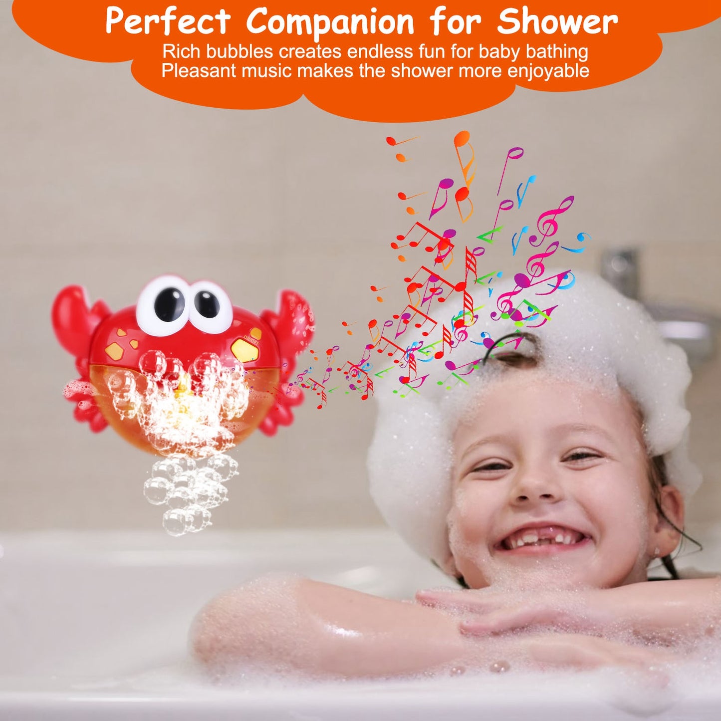 Musical Bubble Bath Maker Toy with Suction Cups for Toddlers