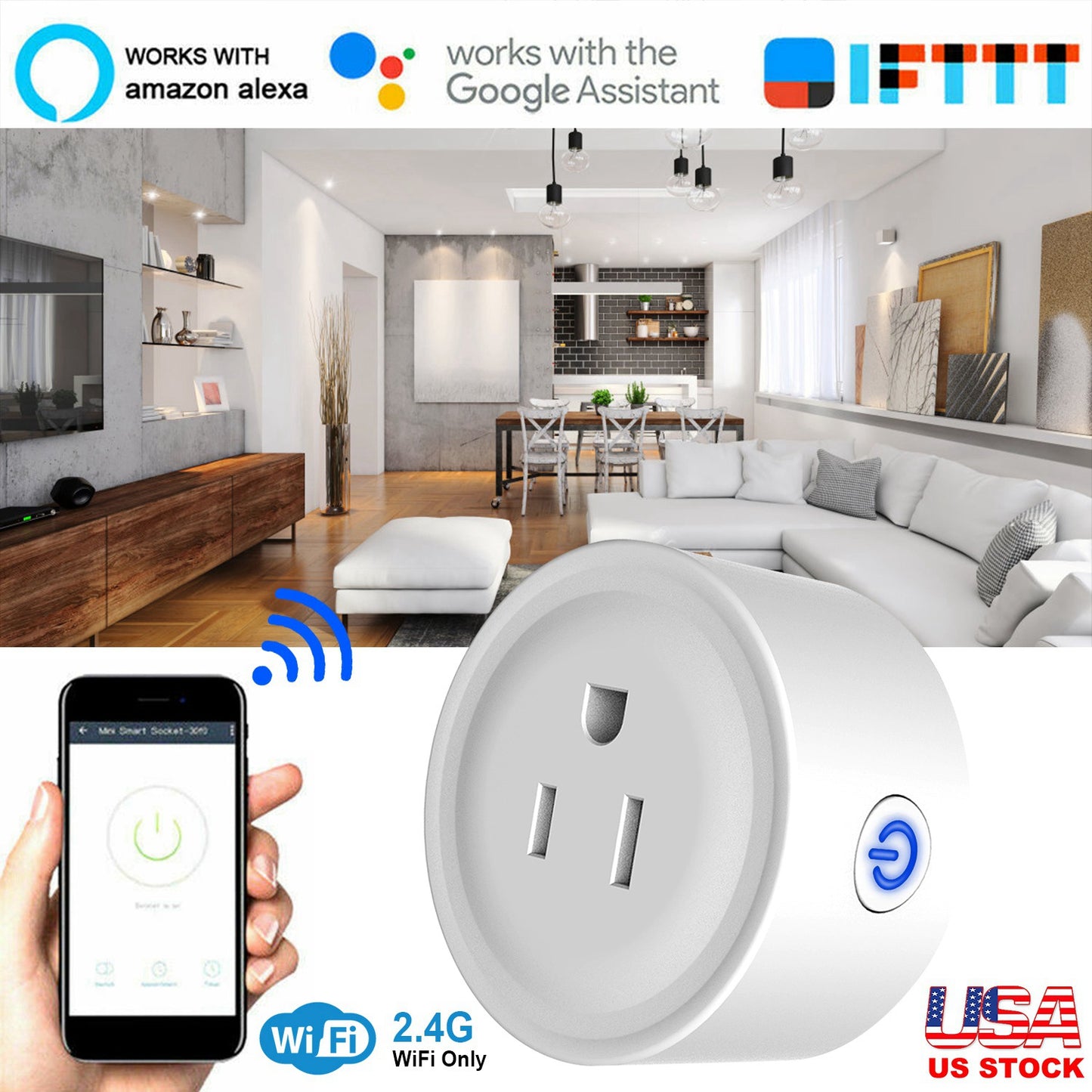 Smart Plug with WiFi and Voice Control for Alexa & Google