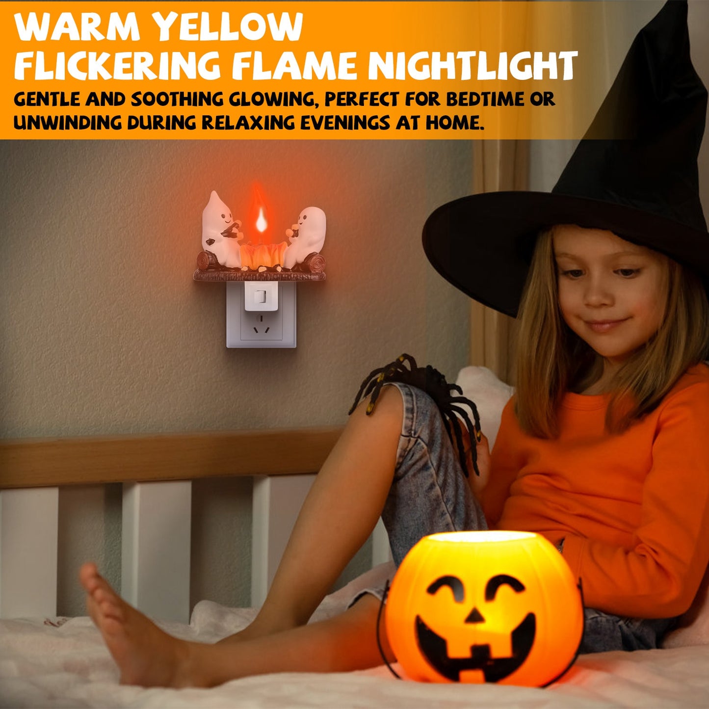 Ghost Campfire Flickering Night Light - 2 Pack Halloween Decor