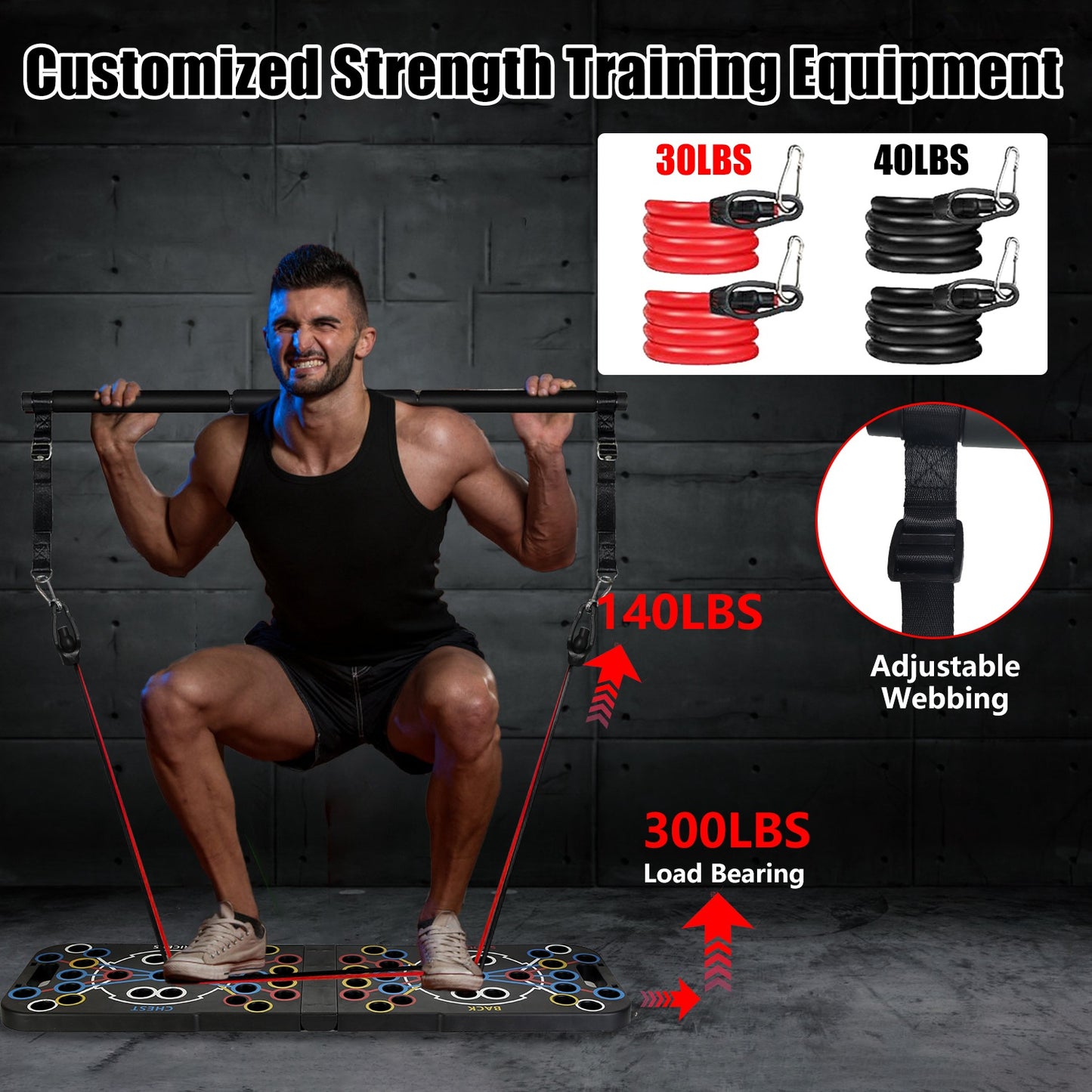 Push Up Board Home Gym Set with 15 Fitness Accessories