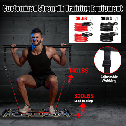 Push Up Board Home Gym Set with 15 Fitness Accessories