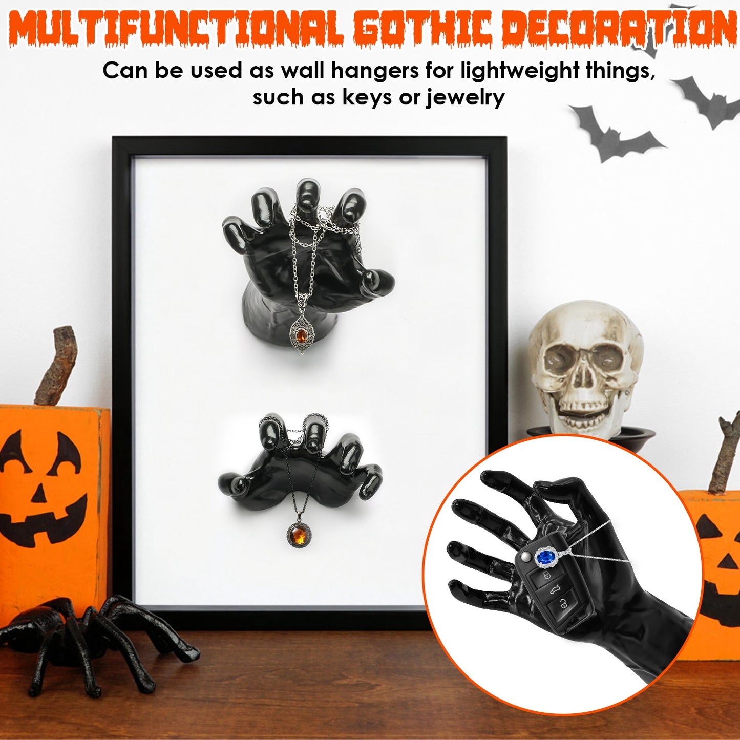 Creepy Reaching Hands Wall Decor with Lighted Candles 3-Piece
