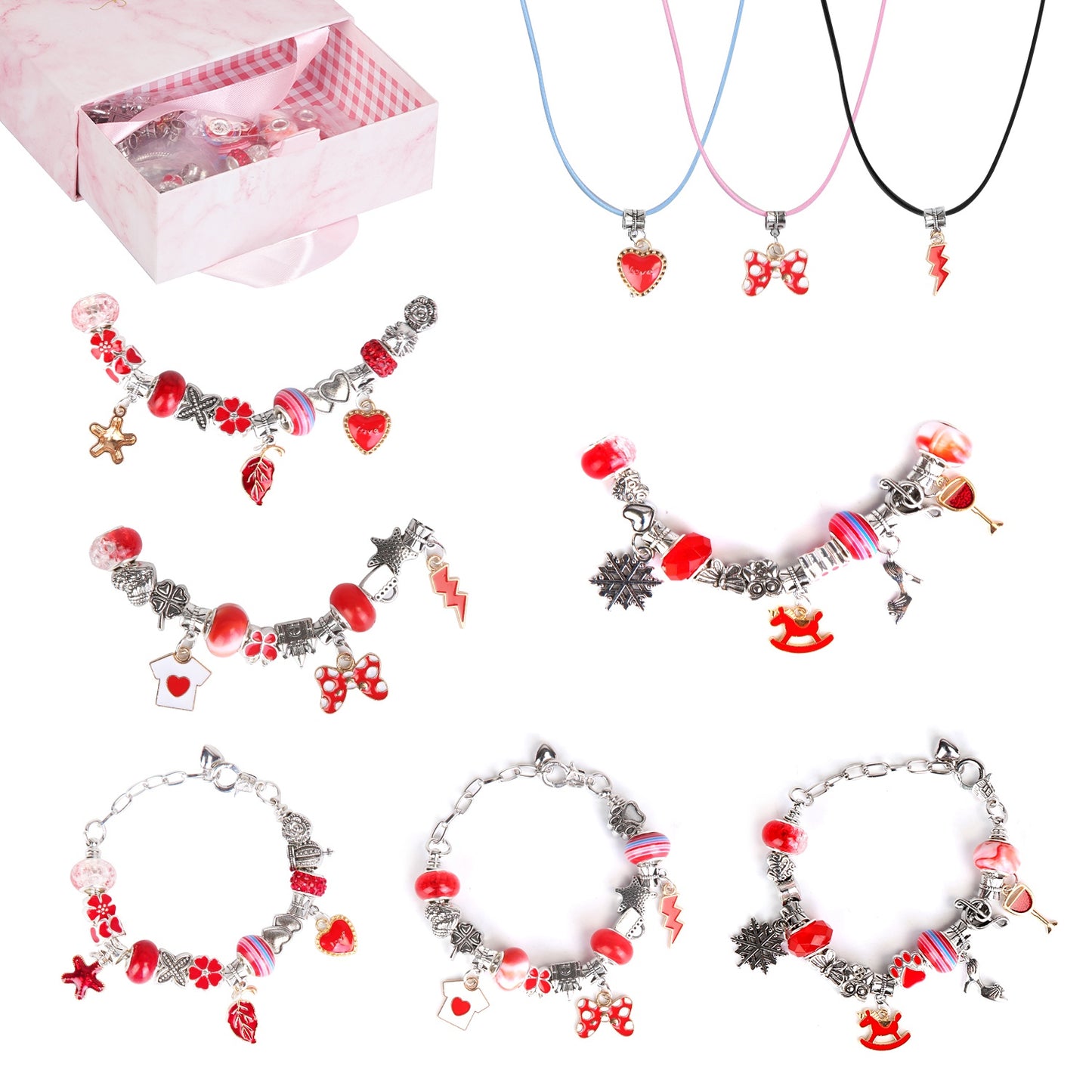66-Piece Kids' DIY Charm Bracelet Kit