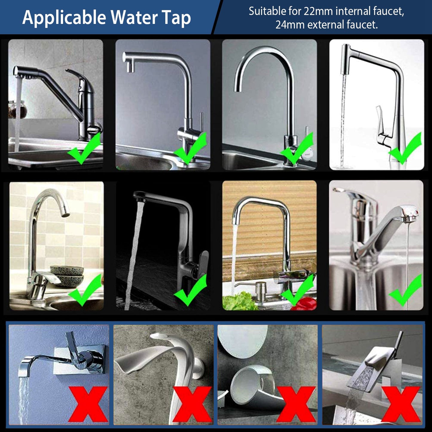 360° Rotatable Kitchen Faucet Aerator with 3 Spray Modes