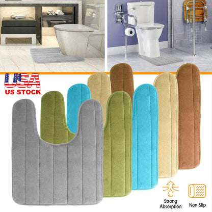 U-Shaped Bathroom Rug Non-Slip Contour Toilet Mat 23.6x19.7in