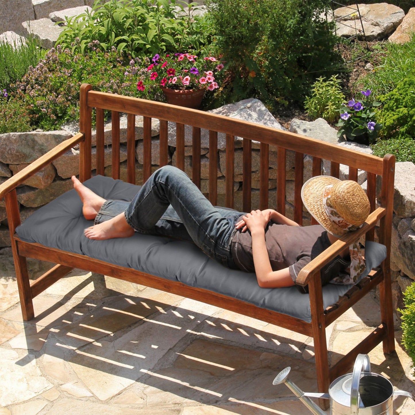 Bench Seat Cushion 51x20 Inch with Ties for Indoor Outdoor Use