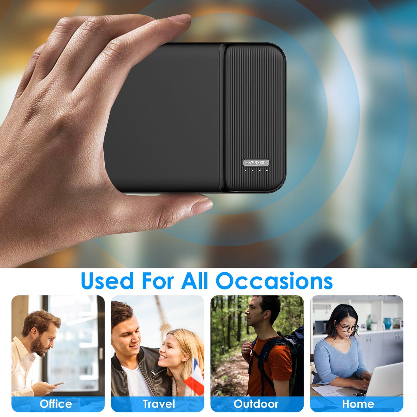 10000mAh Power Bank with PD18W Fast Charging & USB-C