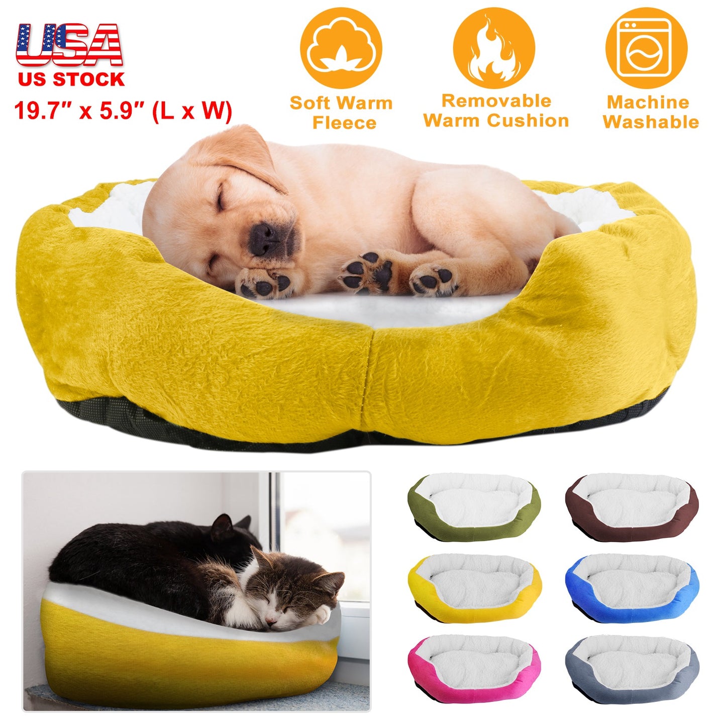 Soft Fleece Dog Bed with Reversible Cushion for Small Pets