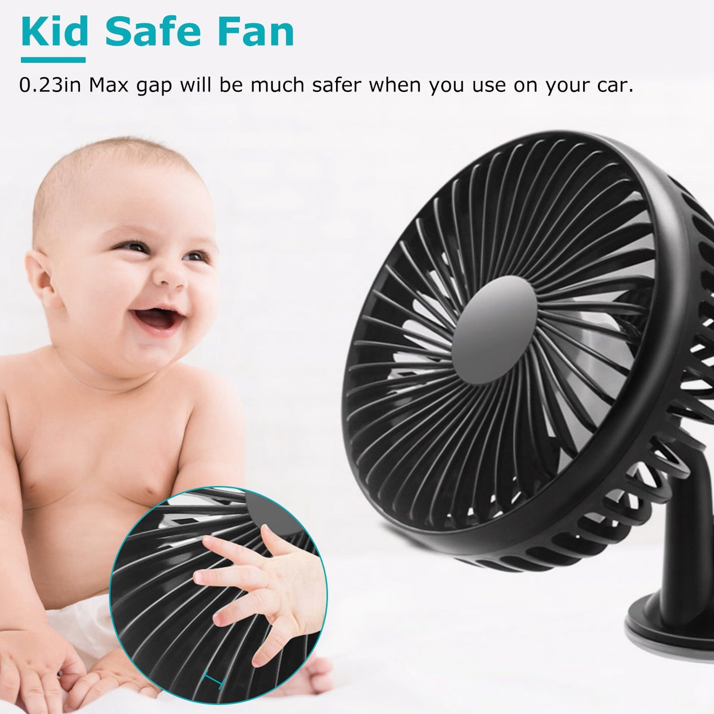 Car Cooling Fan USB Powered with 3 Speeds & Dual Mount
