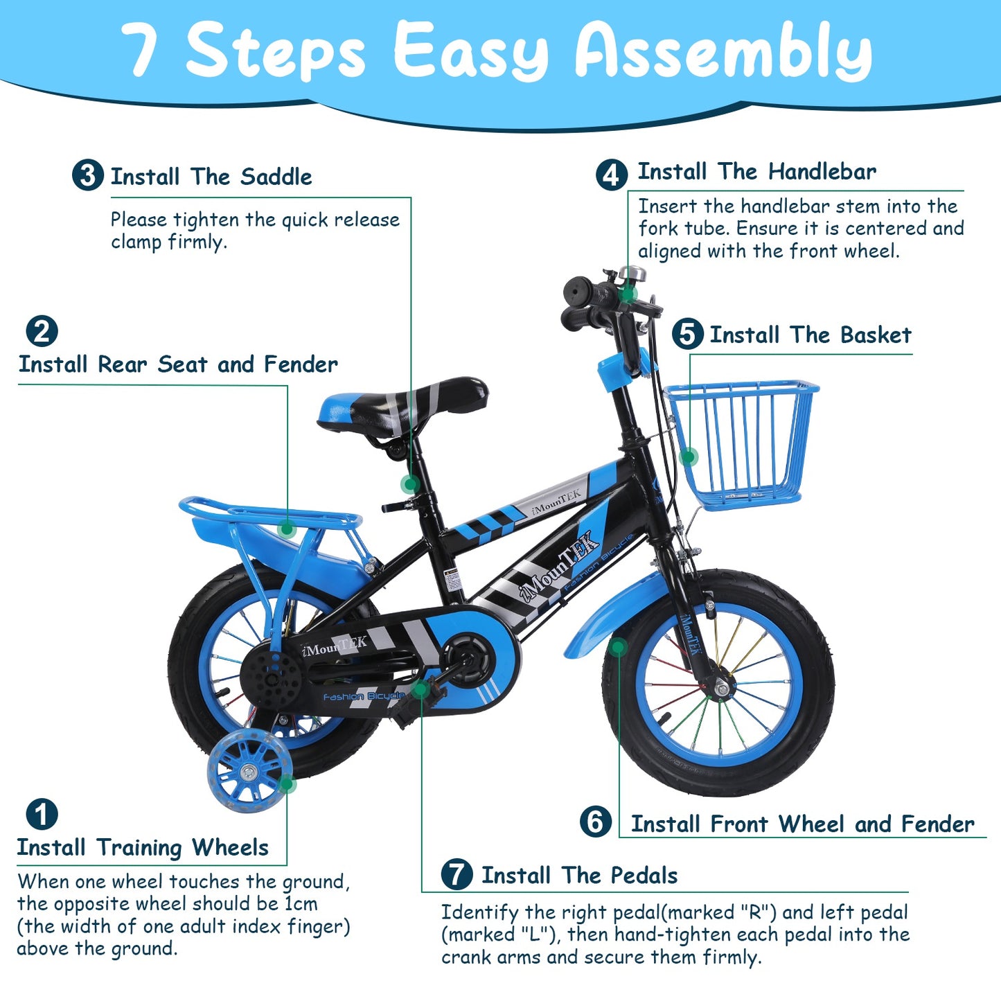 Kids' Bike with Training Wheels, Helmet & Basket Ages 2-4
