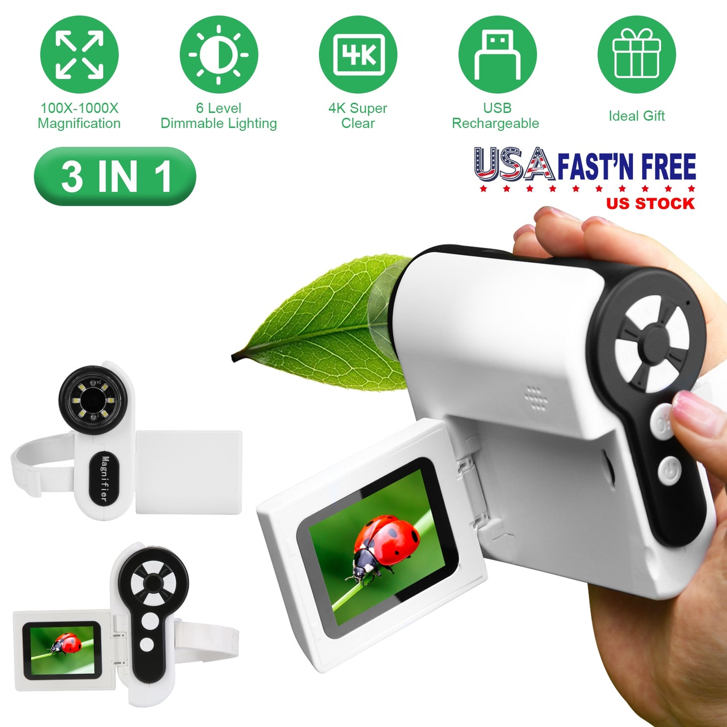 Kids Digital Microscope 1000X with Telescope & Camera