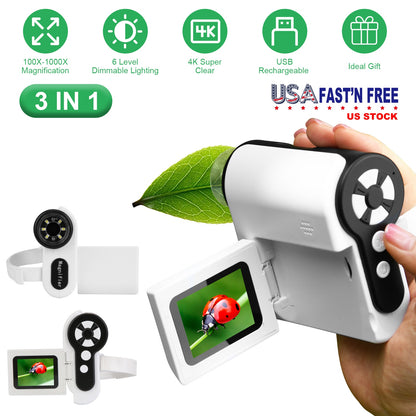 Kids Digital Microscope 1000X with Telescope & Camera