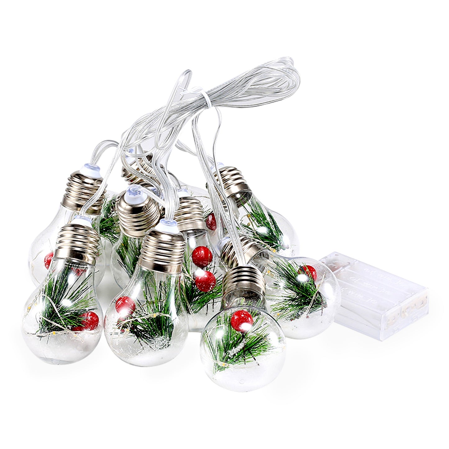 Snow Globe String Lights 10 LED Battery Powered Christmas Decor