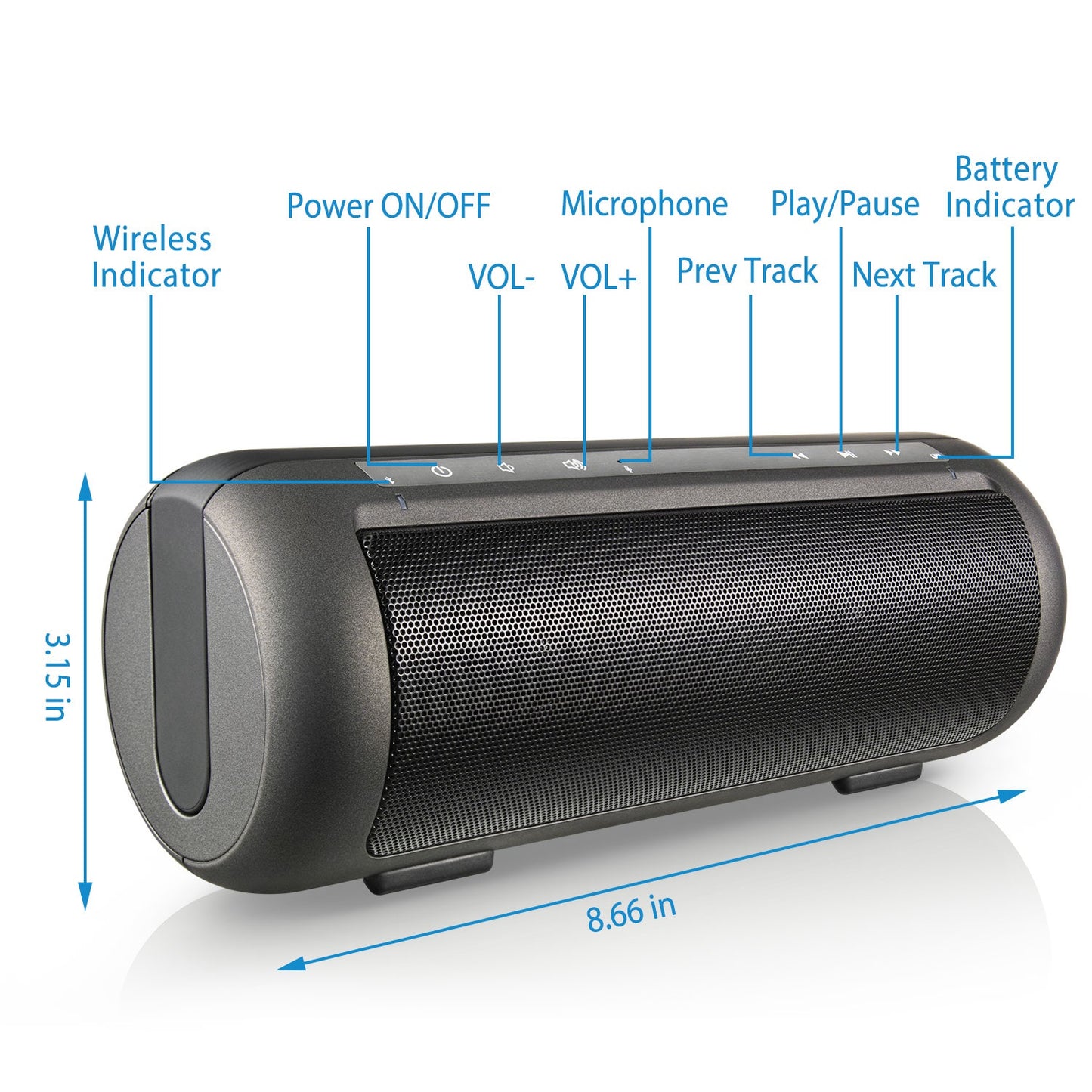 Portable Wireless Speaker with Dual Subwoofer & Microphone