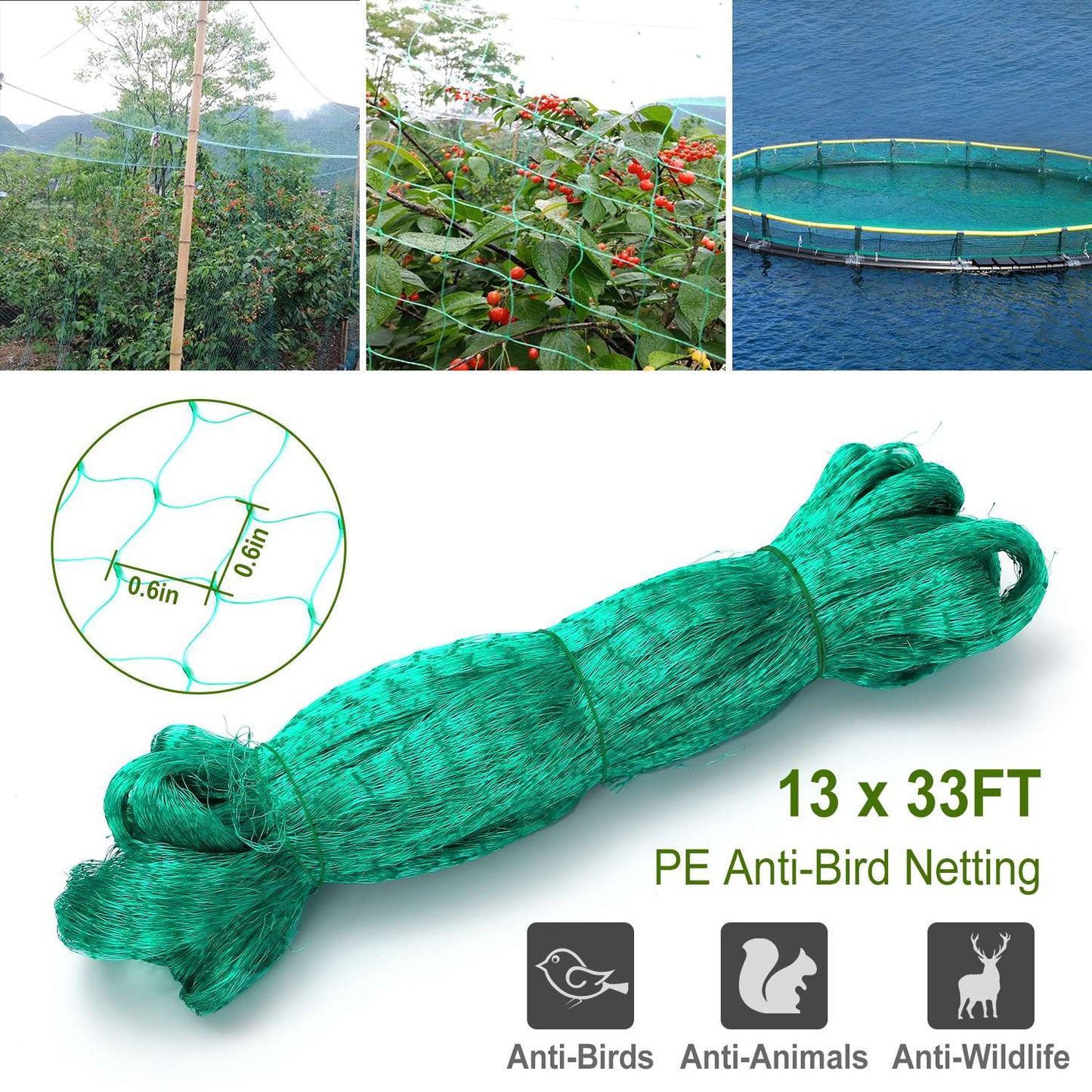 Garden Netting 13x33ft Heavy Duty Bird Protection Net
