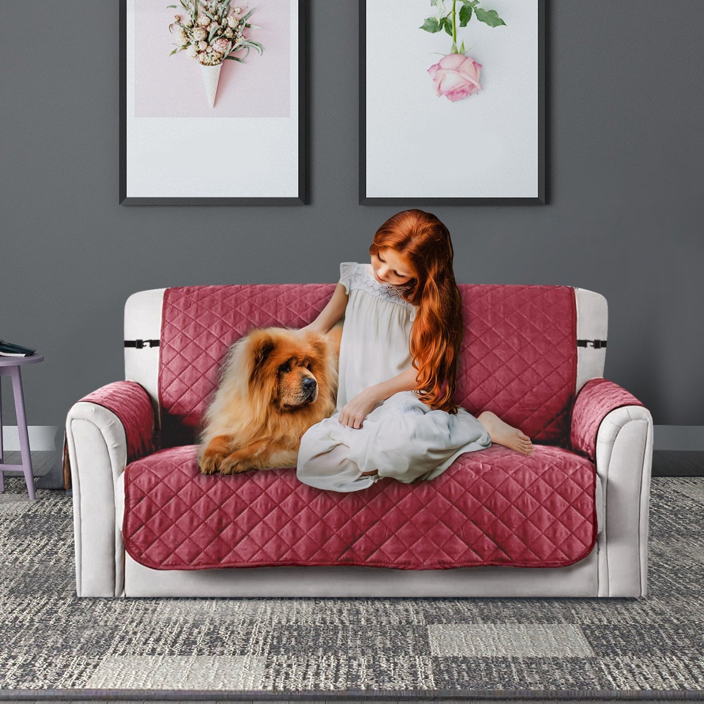 Reversible Sofa Cover with Elastic Straps - Water-Resistant