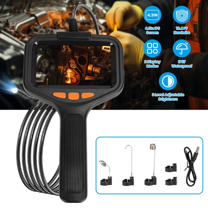 4.3in Inspection Camera with Light Articulating Borescope Endoscope Camera with 16.4FT Wire 2 Modes 3 Adjustable Brightness IP67 Waterproof for Plumbi