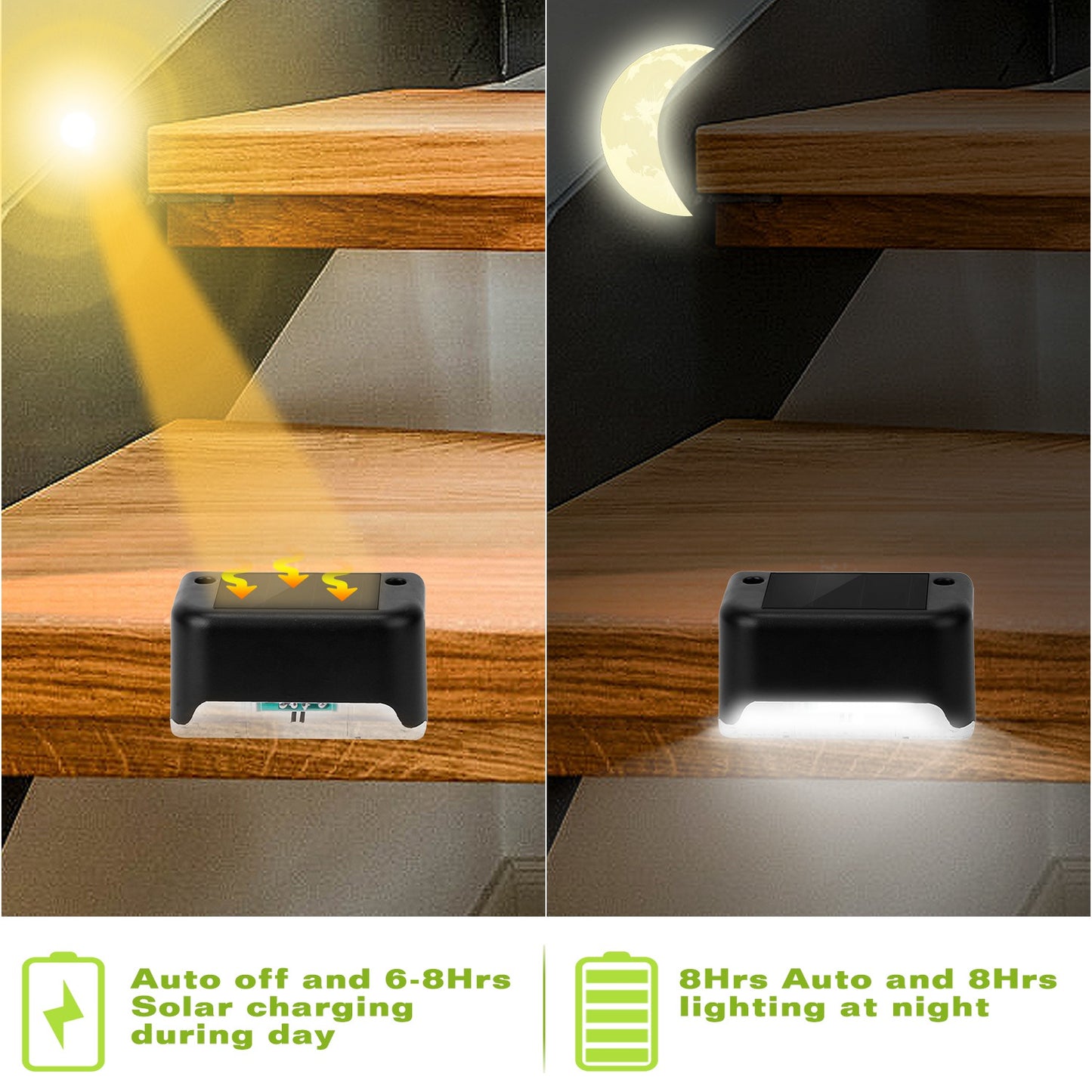 Solar Powered LED Step Lights - 4 Pack Outdoor Deck Stairs