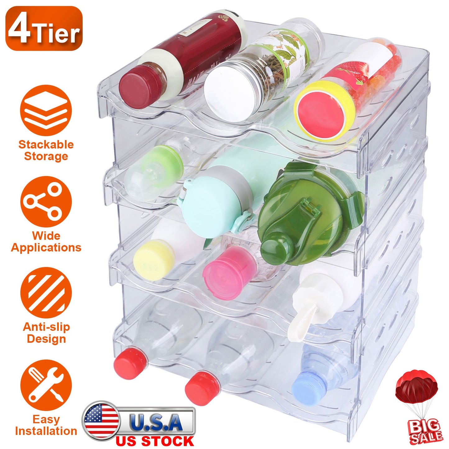 4-Tier Stackable Bottle Organizer for 12 Bottles