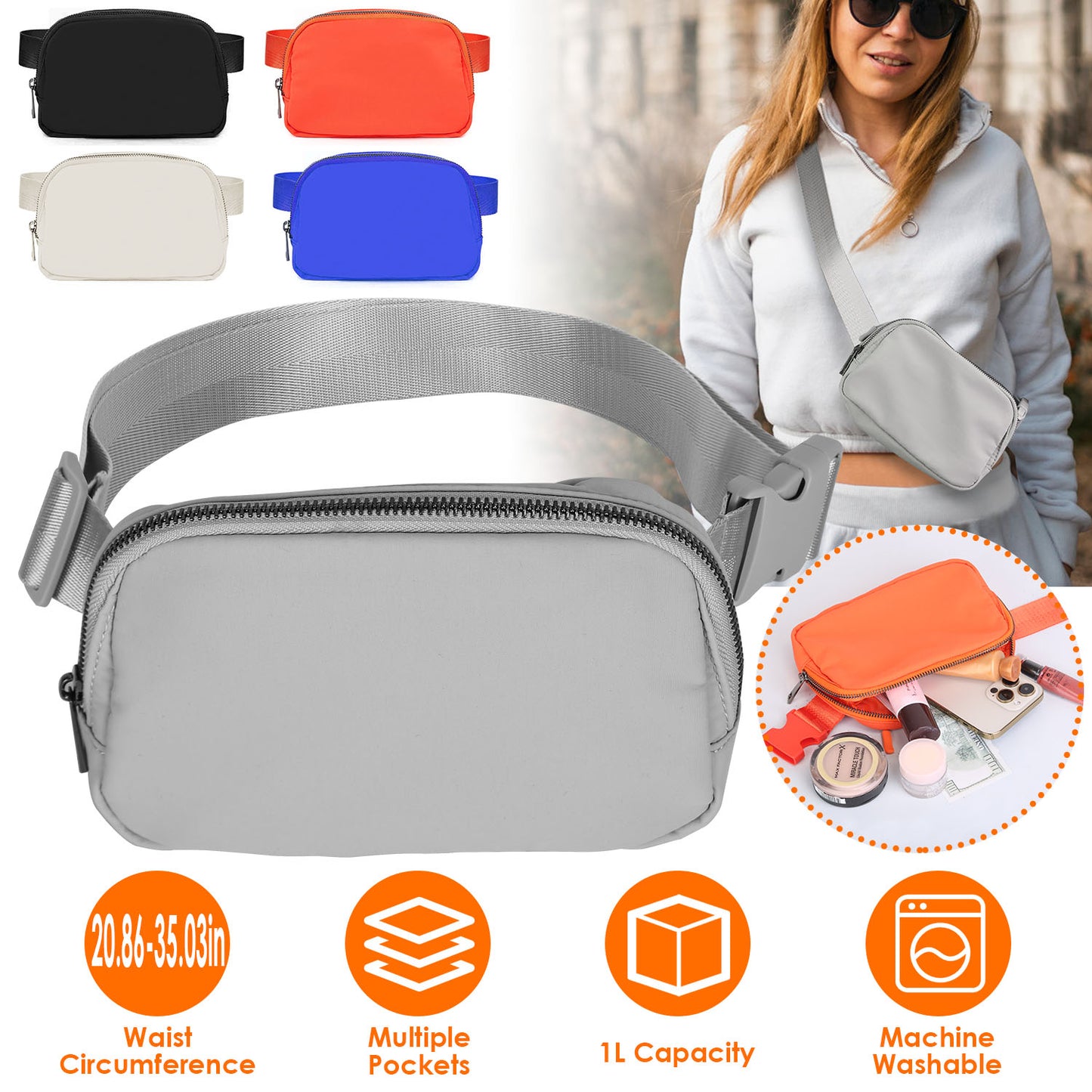 Unisex Sport Waist Pack with Multiple Pockets