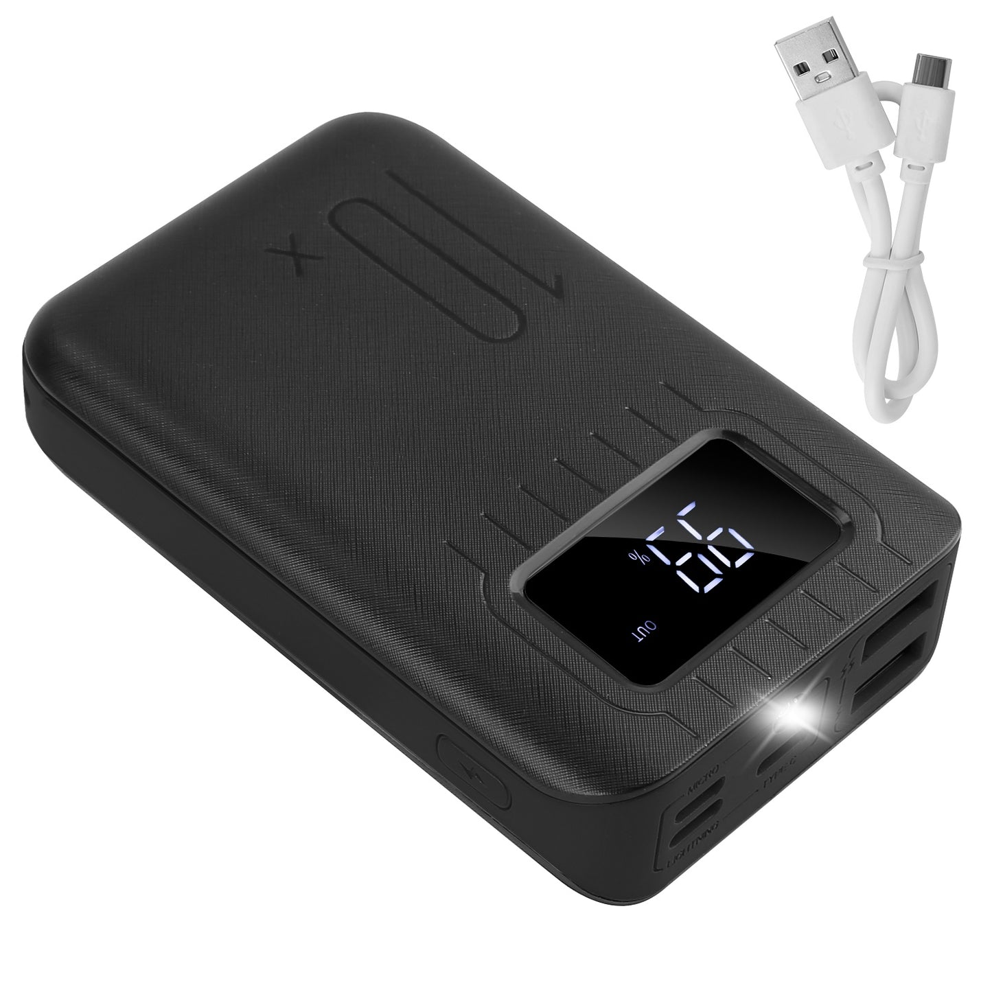 10000mAh Portable Power Bank with Dual USB Ports & LCD Display