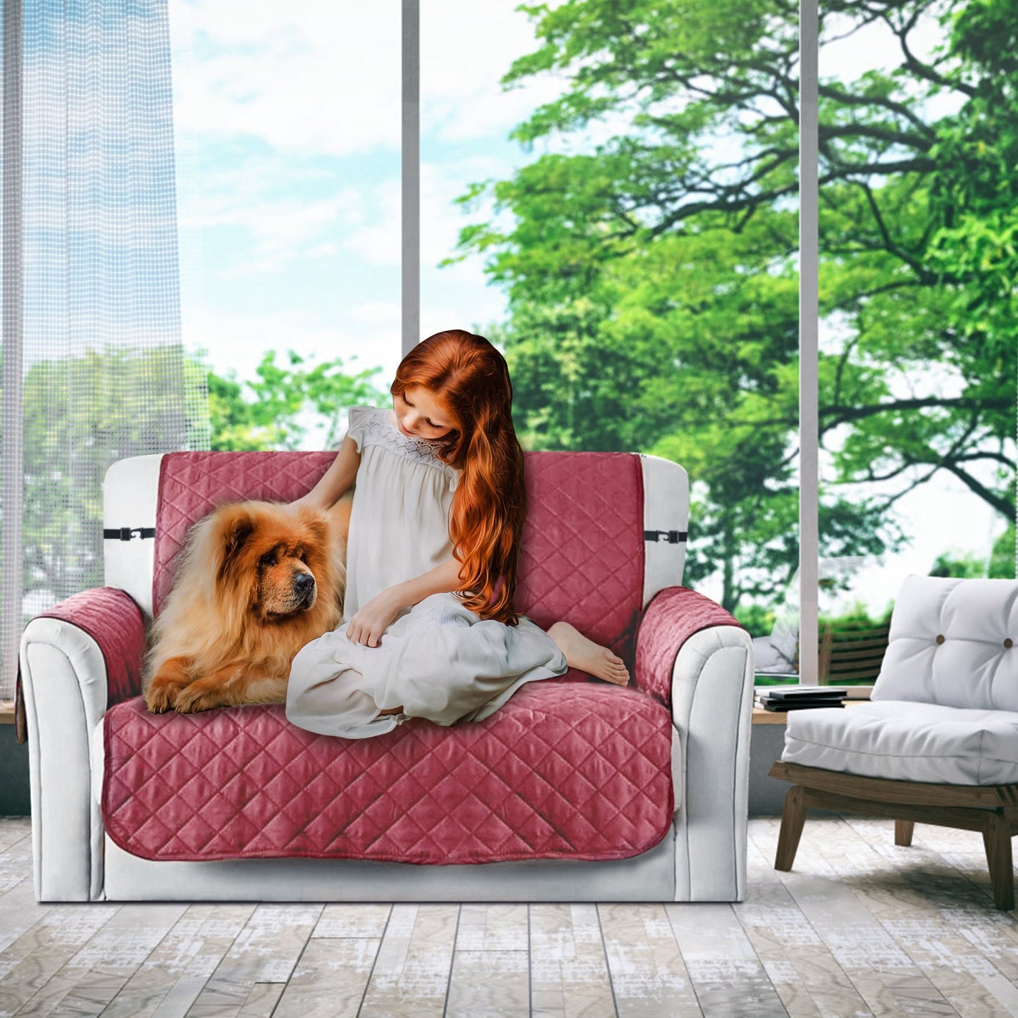 Reversible Sofa Cover with Elastic Straps - Water-Resistant