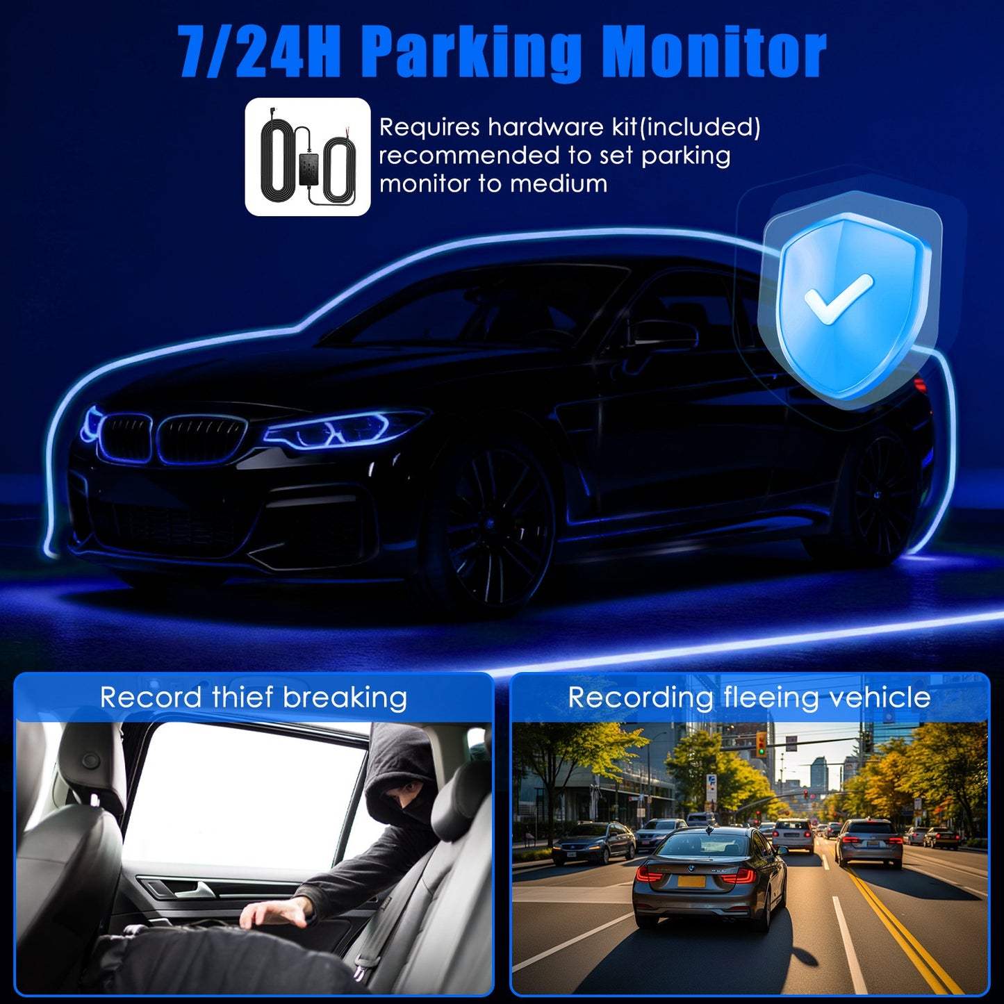 4 Channel Dash Cam with 360° Coverage & 128GB Card