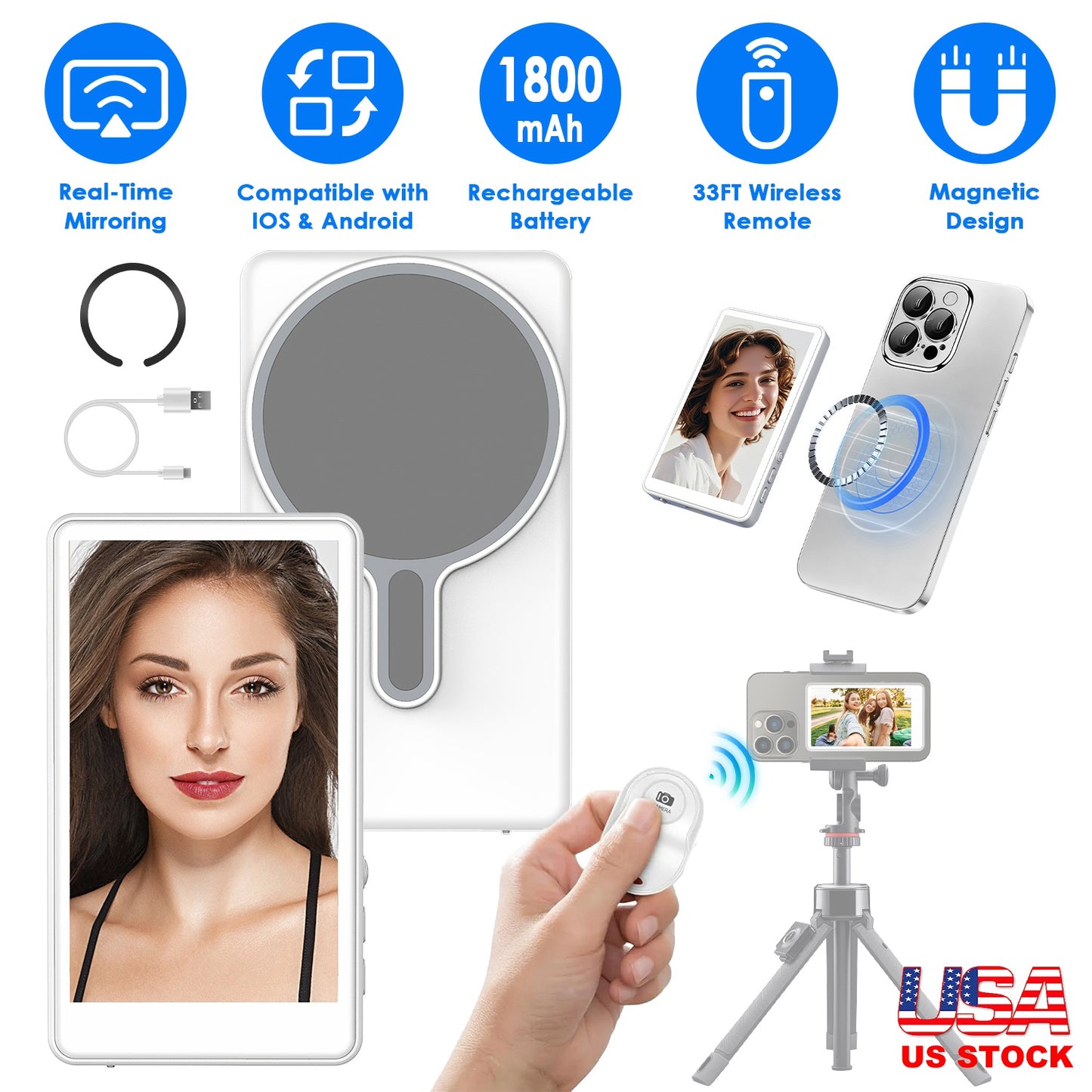 Wireless Selfie Monitor Screen with Remote for Vlogging