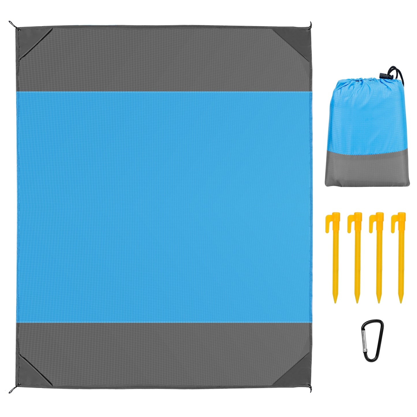 Sand Proof Picnic Blanket with Anchors and Carry Bag