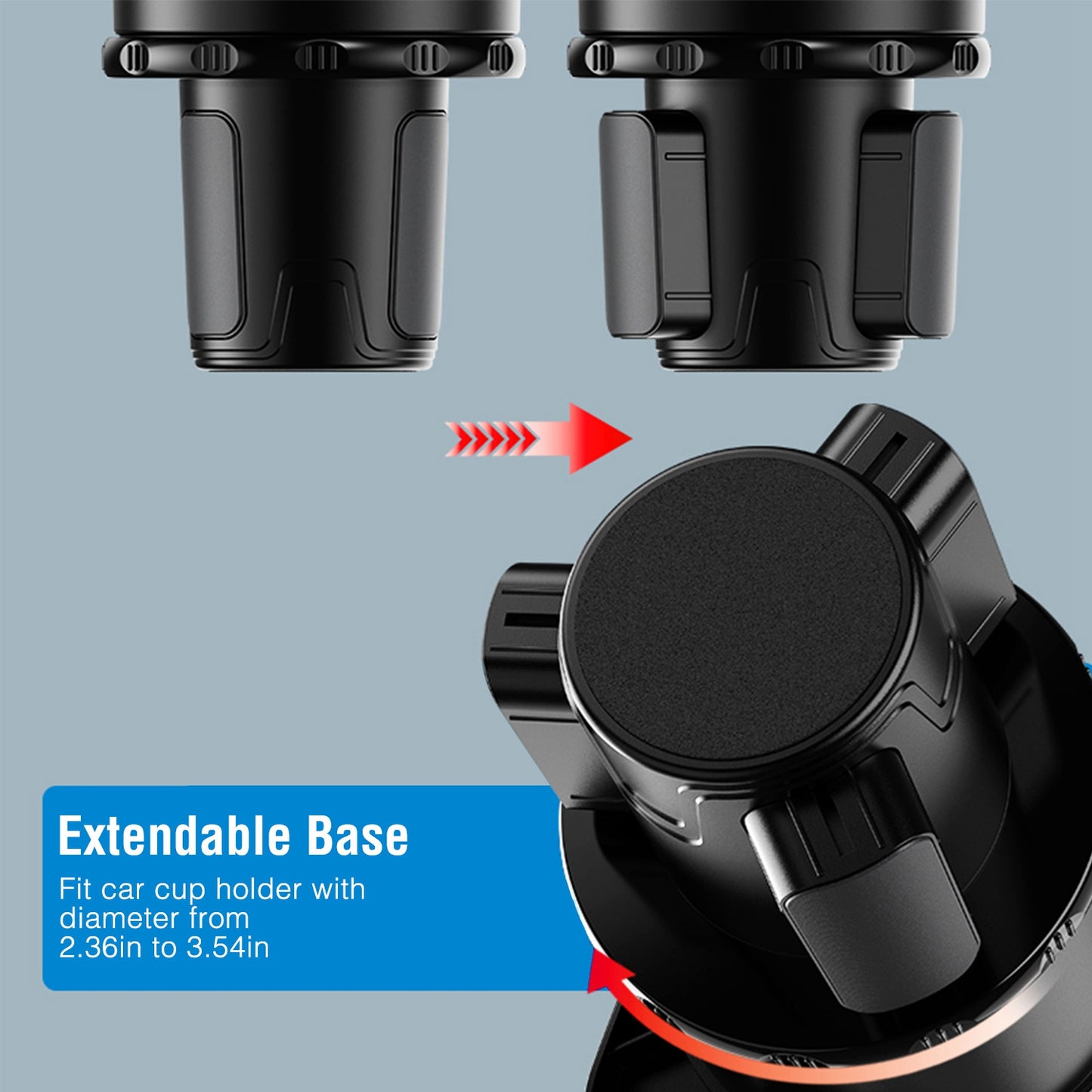 Car Cup Holder Tray with 360° Rotating Organizer