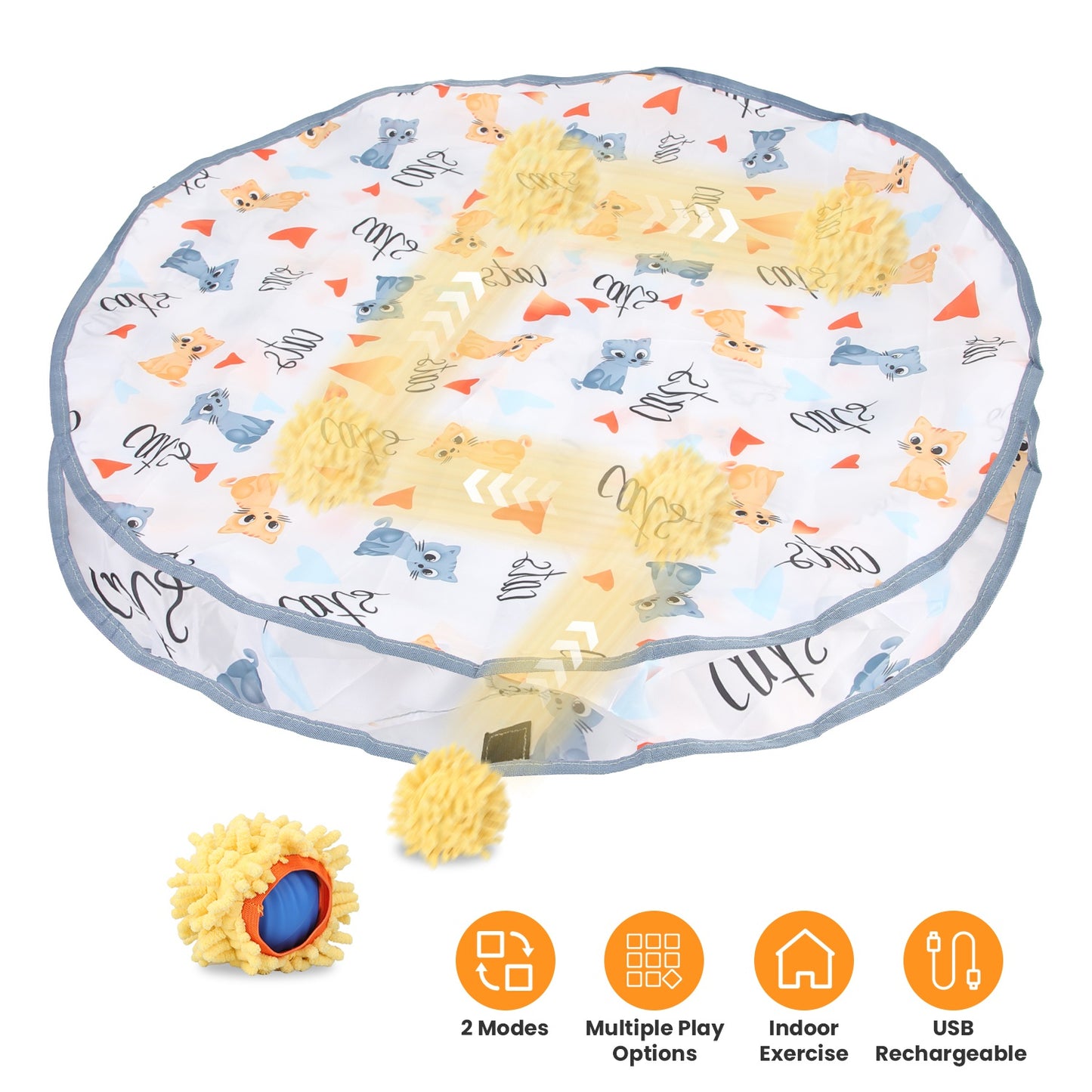 Interactive Motion Activated Cat Toy Ball with Rechargeable Battery