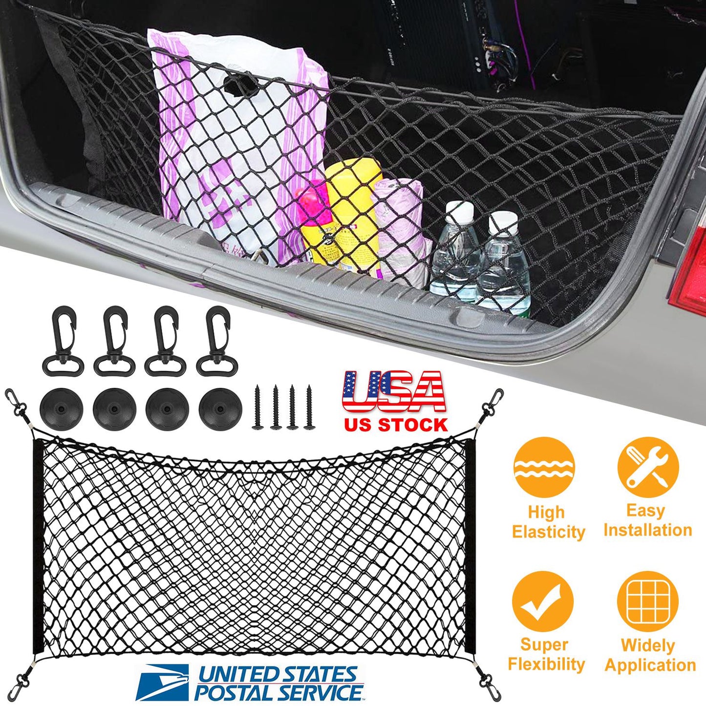 Trunk Cargo Net Organizer - Stretchable Elastic Storage