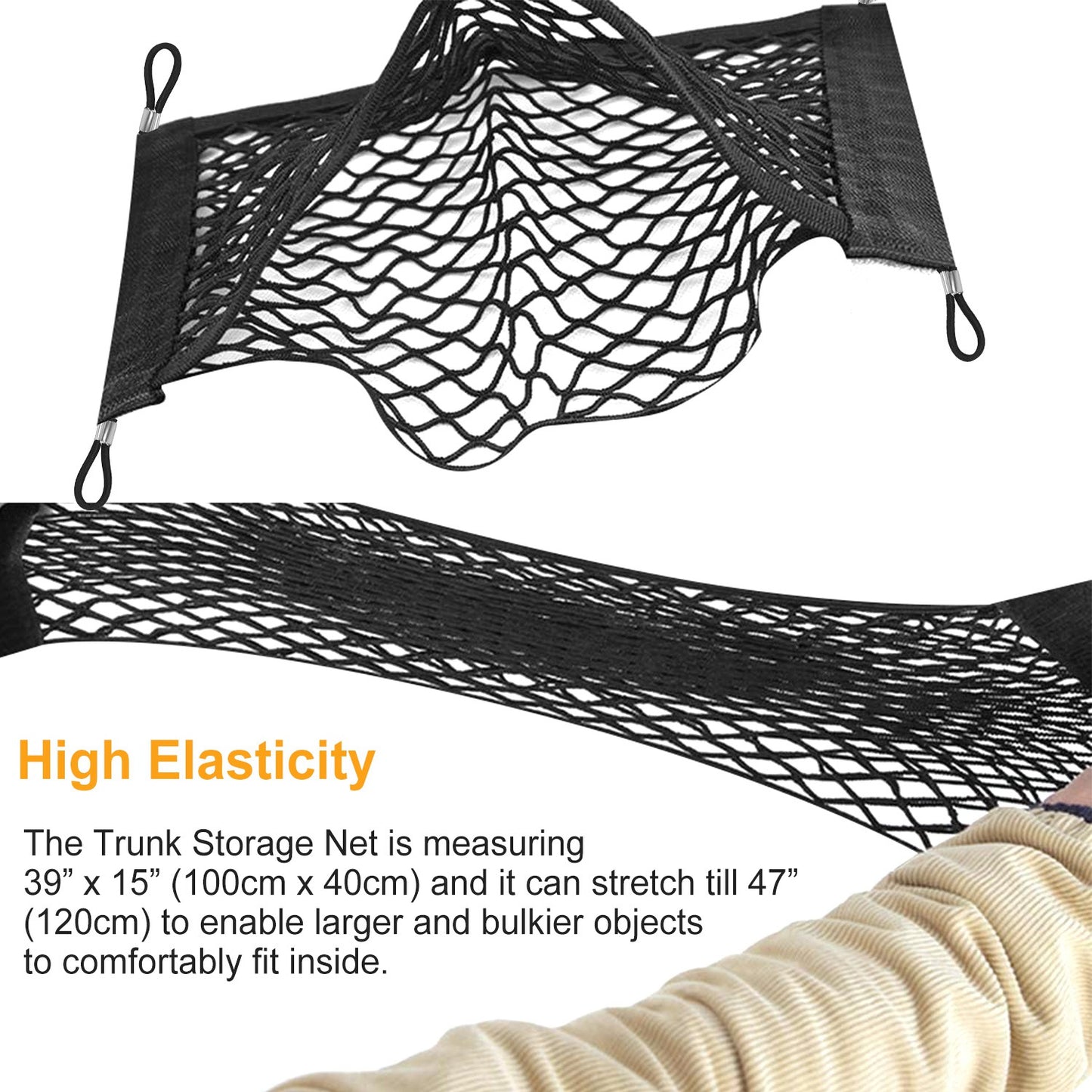 Trunk Cargo Net Organizer - Stretchable Elastic Storage