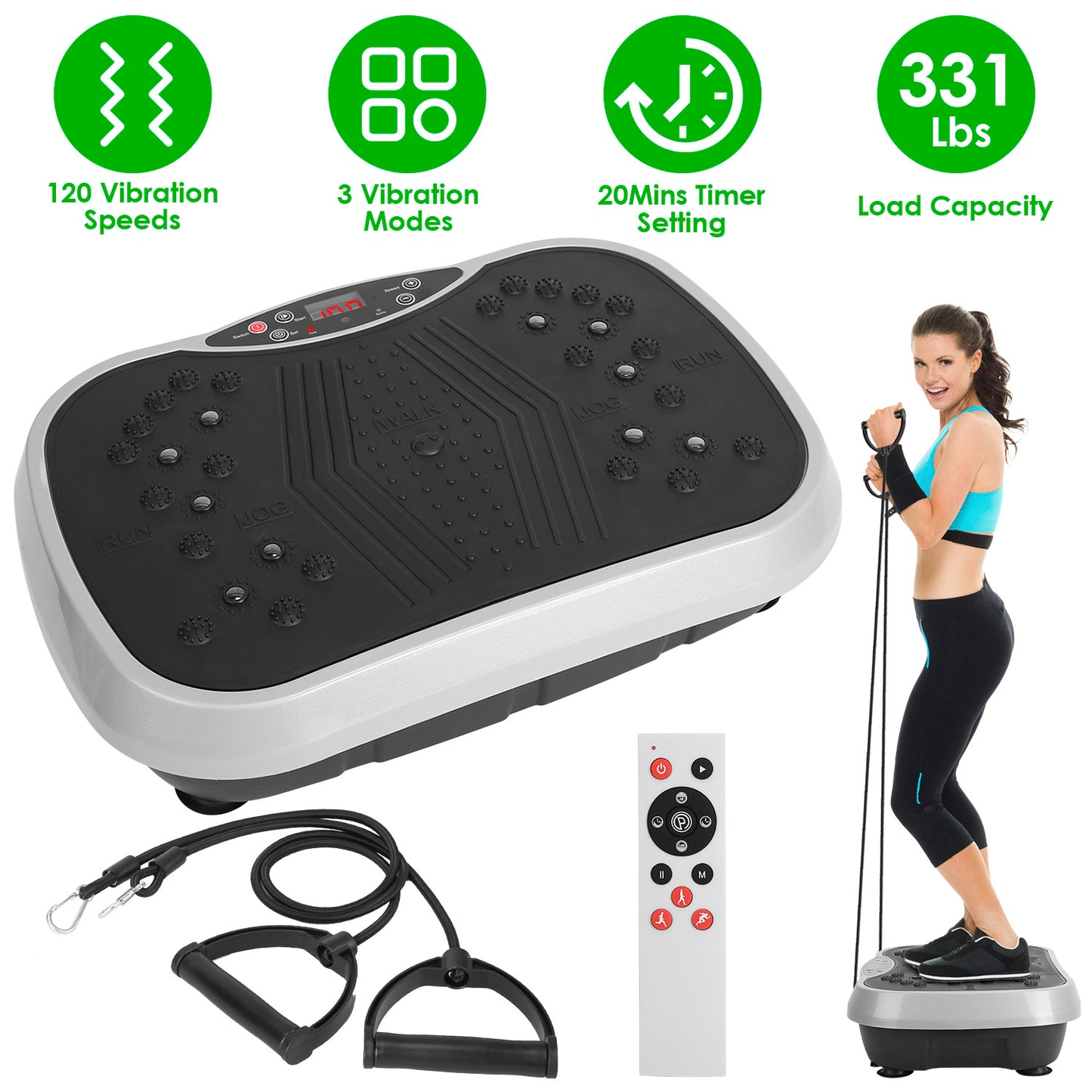 Vibration Platform Exercise Machine with Resistance Bands