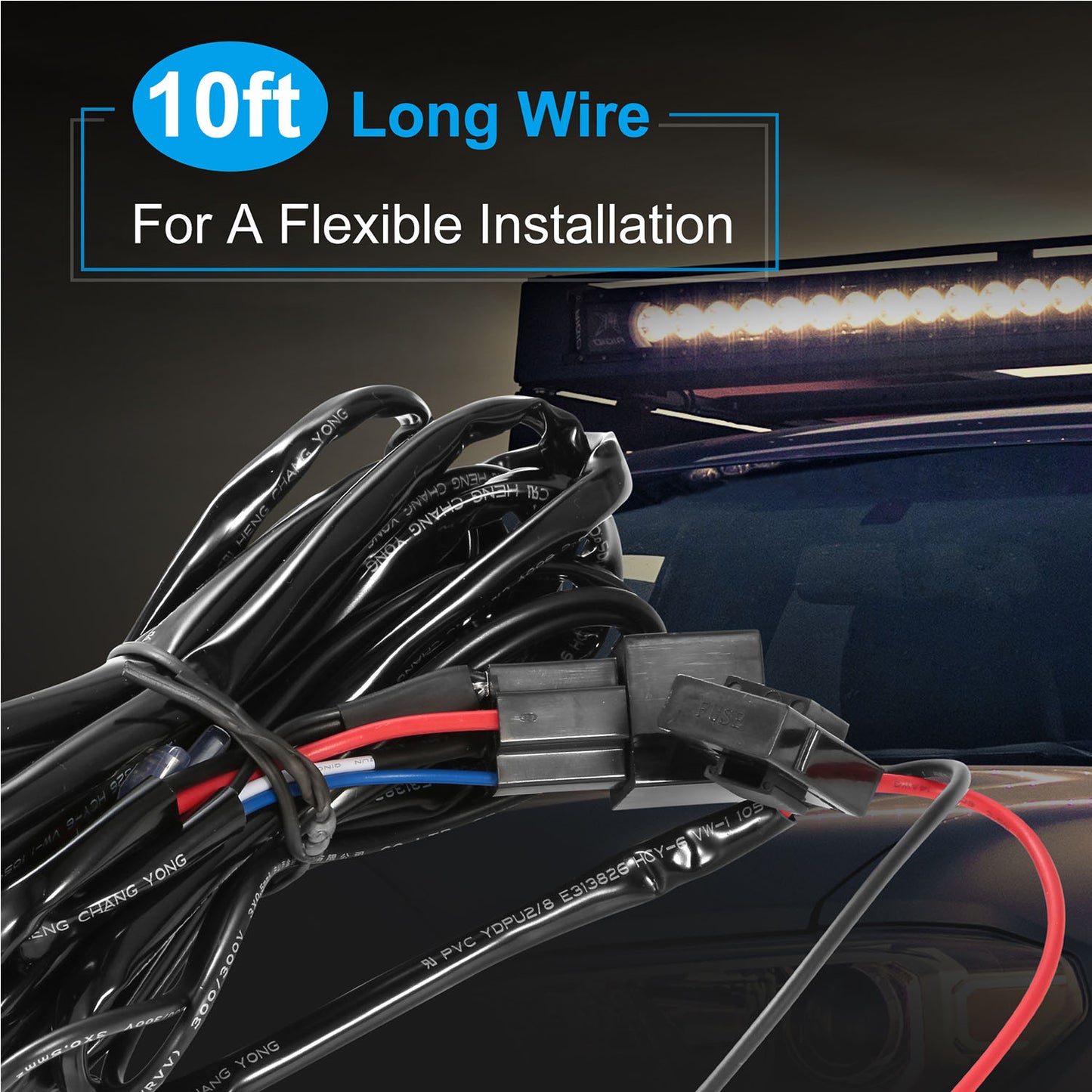 LED Light Bar Wiring Harness Kit 280W 12V 40A with Switch
