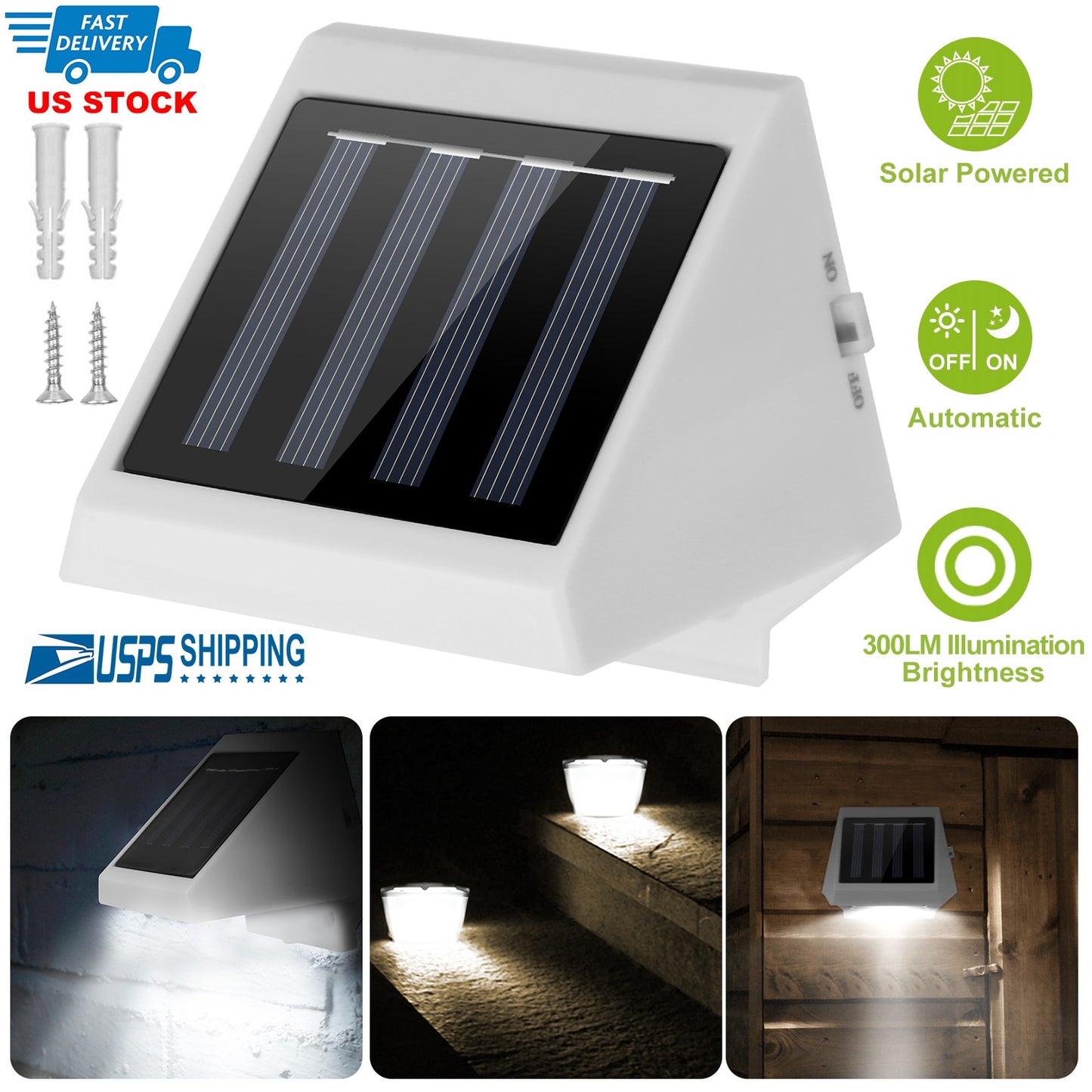 Solar Powered Stair Light with Auto Dusk-to-Dawn Sensor