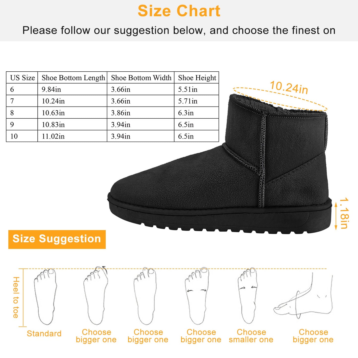 Women Lady Snow Boots Suede Mid-Calf Boot
