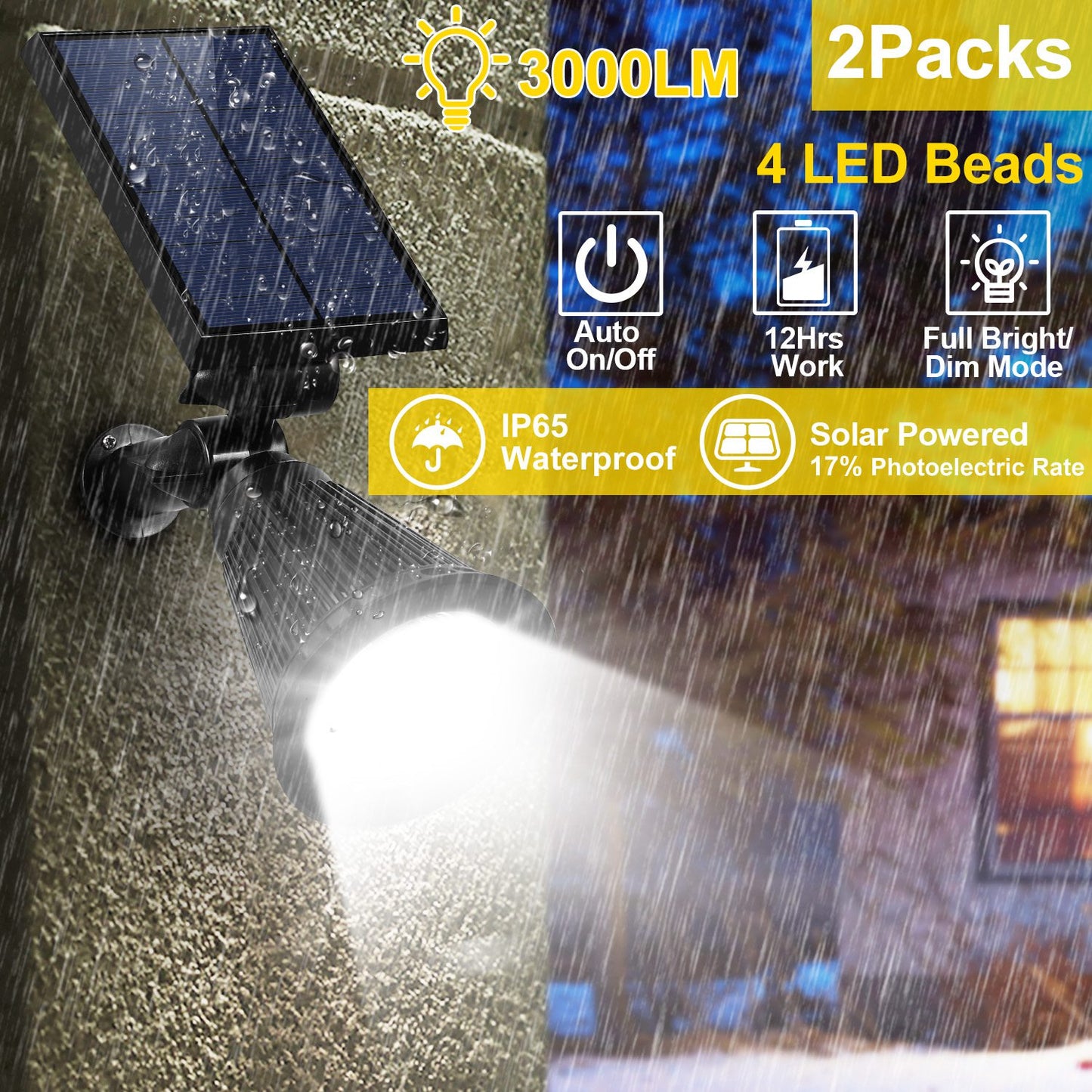 Solar Spotlight Outdoor 2-Pack with Dusk to Dawn Sensor