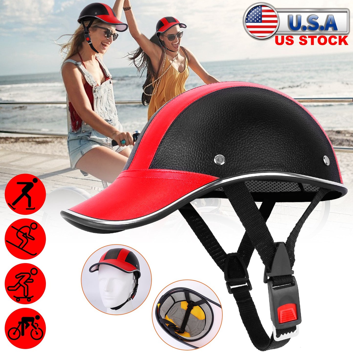 Bicycle Helmet with Sunshade Brim – Adjustable Safety Cap