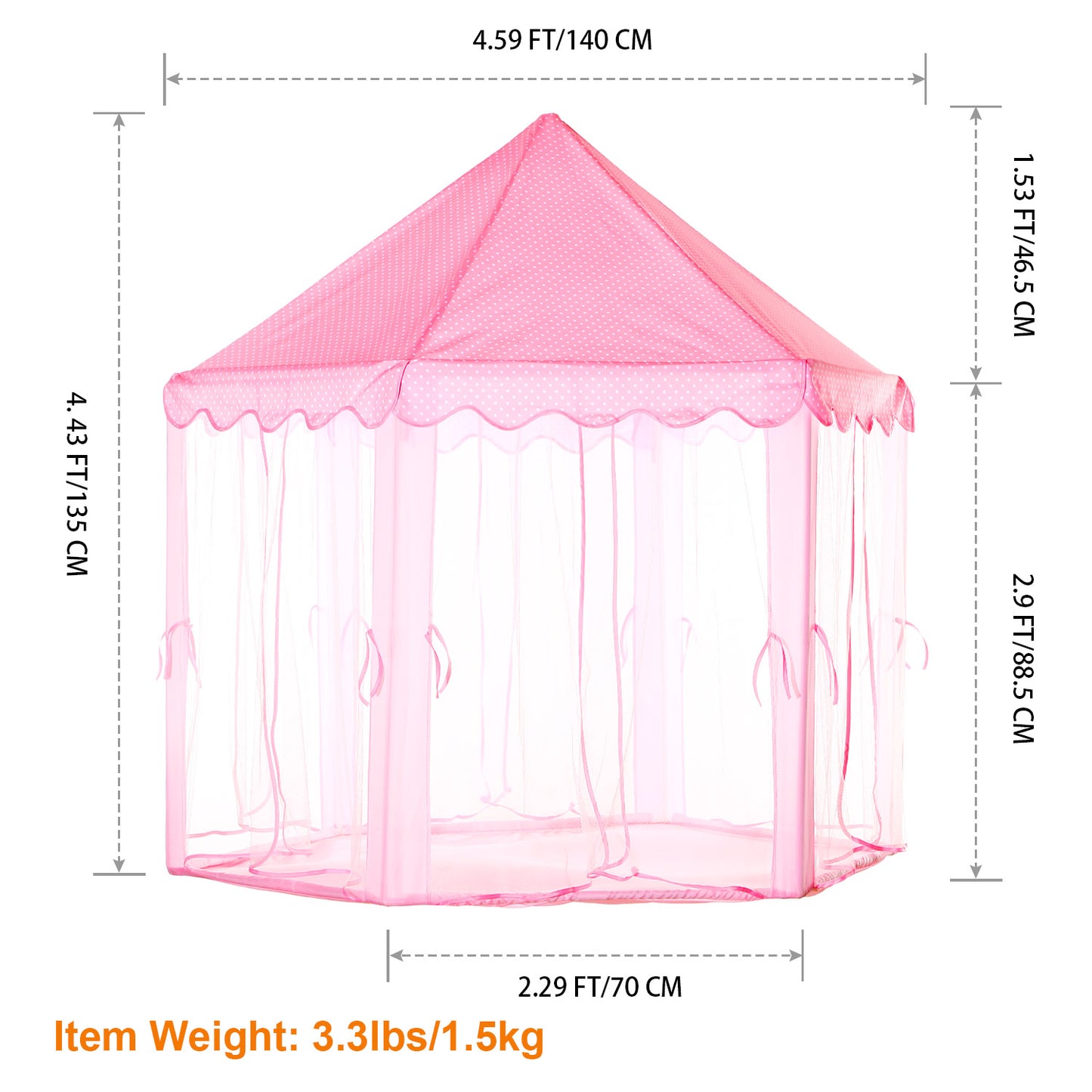 Princess Castle Play Tent for Girls with Carry Case