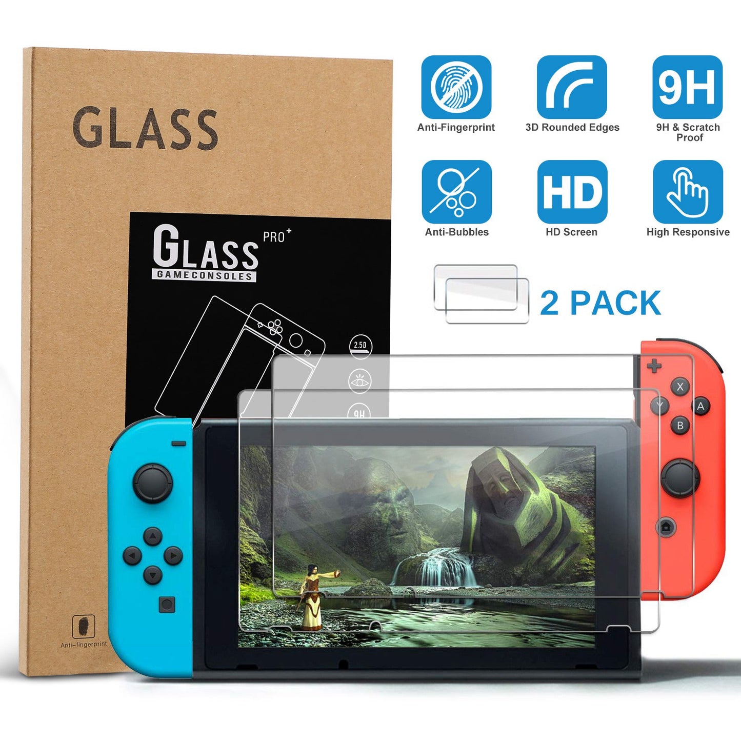 Nintendo Switch Tempered Glass Screen Protector 2-Pack